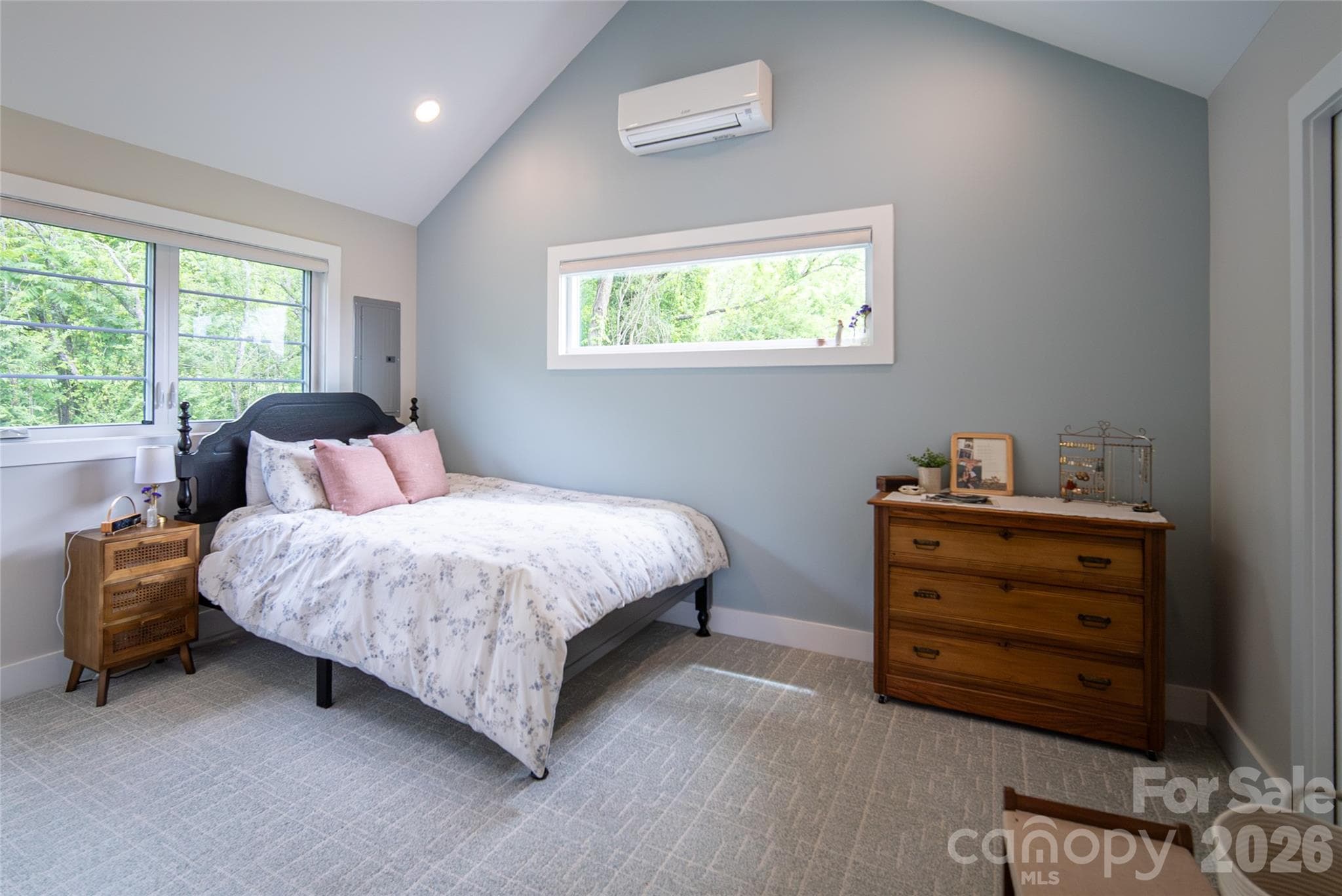 Private guest cabin bedroom creates a comfortable retreat for overnight guests. - 23 Benton Farms Lane, Horse Shoe