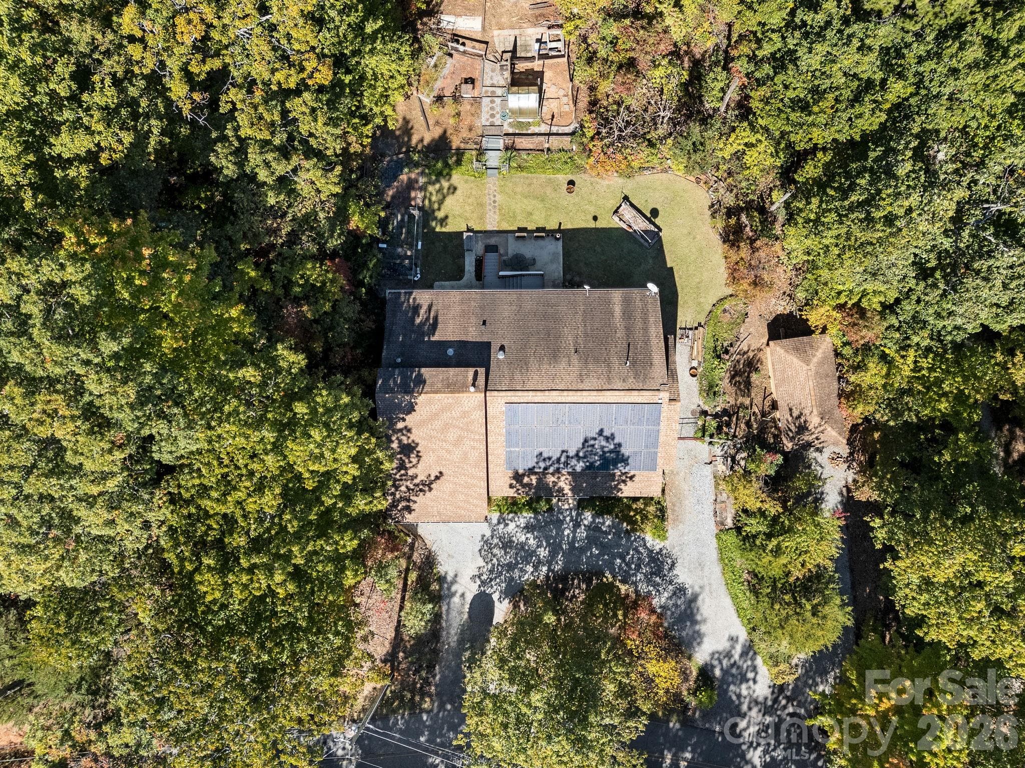 Overhead view of property with drone - 160 Caledonia Road, Landrum
