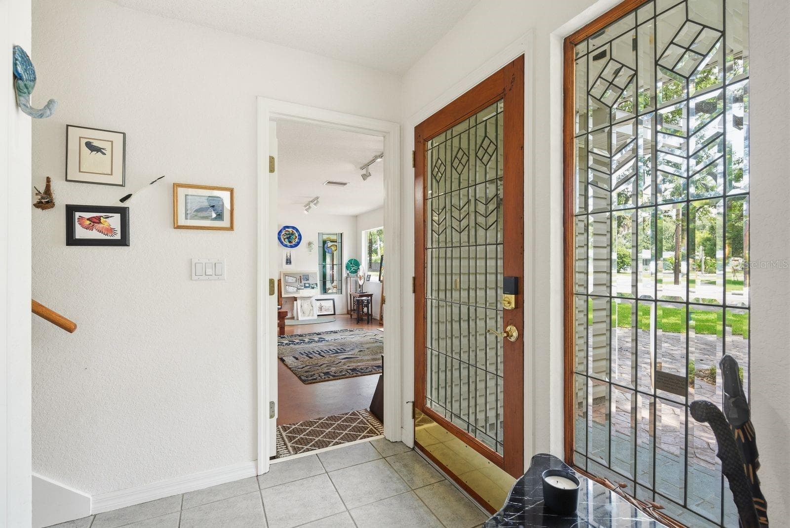 Front Door/Office Door made from turn of the century 1930's glass. - 755 SAN CHRISTOPHER DR, DUNEDIN