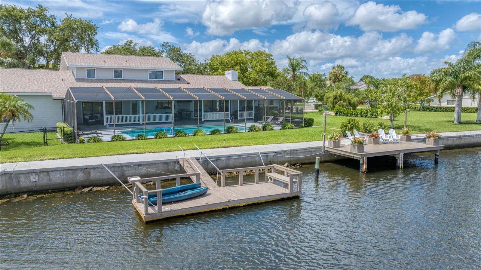 130 ft of Seawall with floating dock and stationary dock - 5623 HULL CT, NEW PORT RICHEY