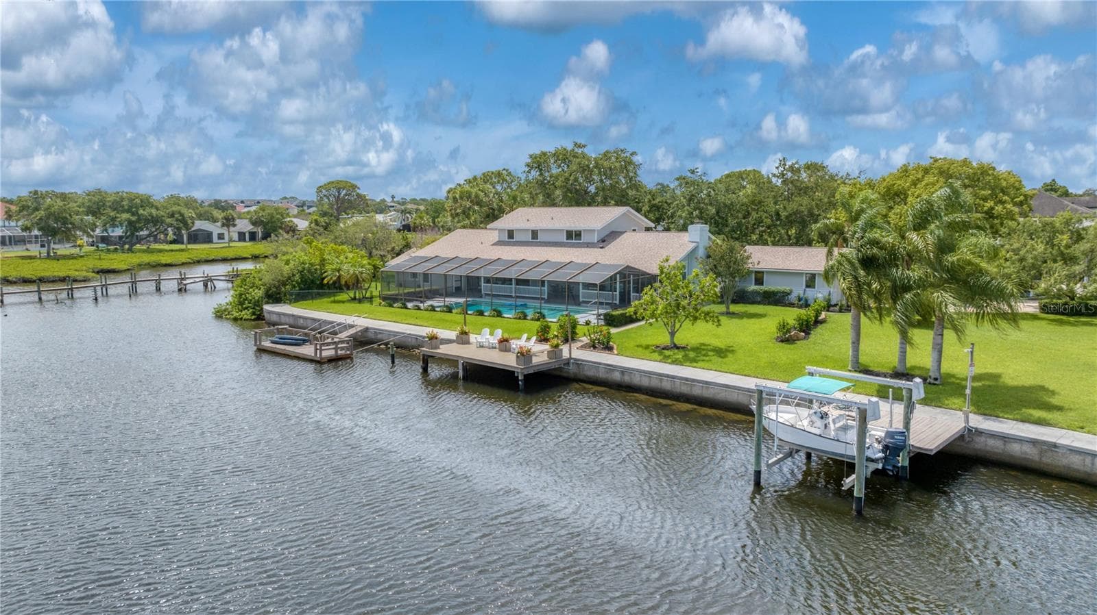 Seawall view from channel - 5623 HULL CT, NEW PORT RICHEY