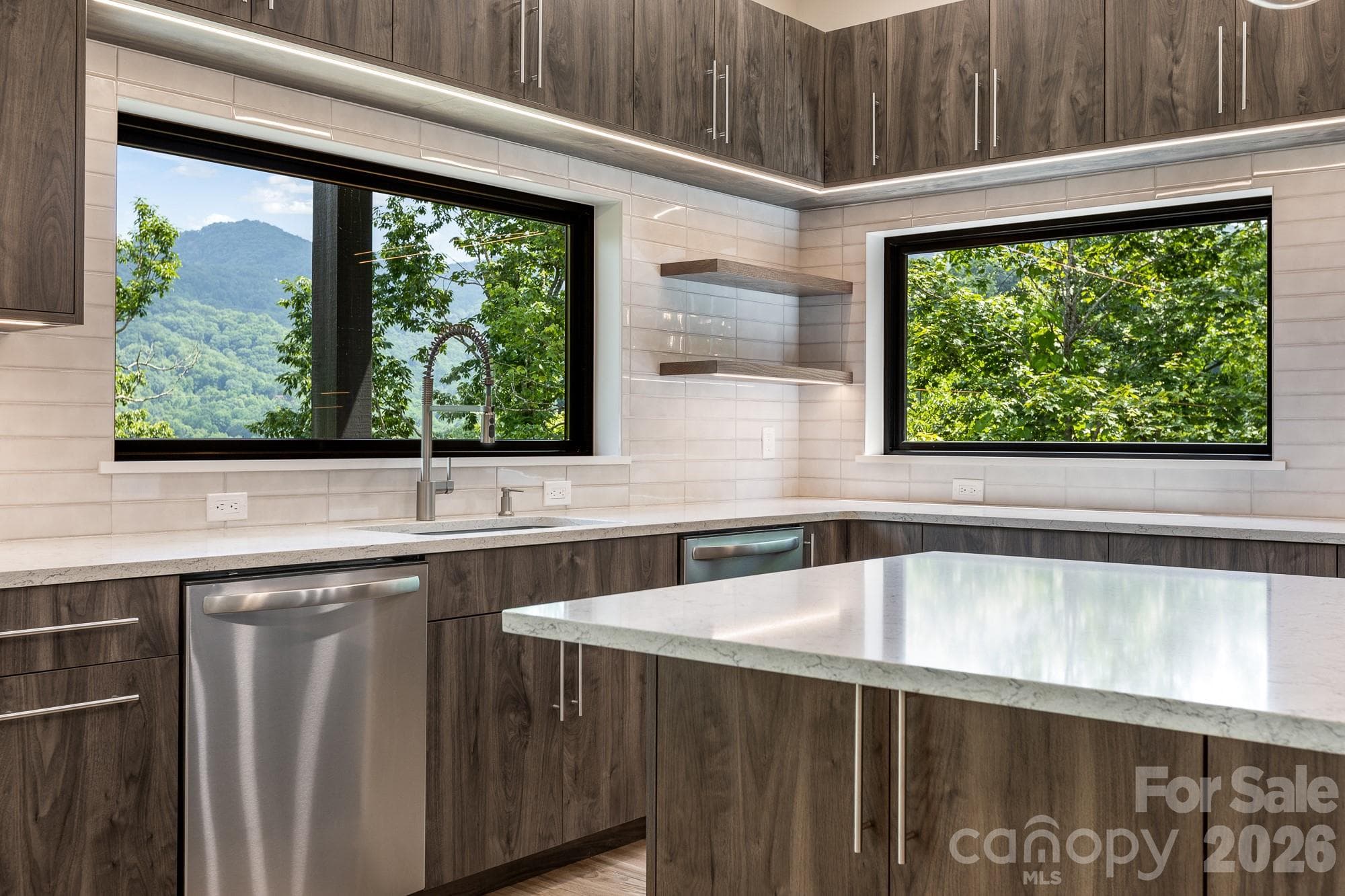 Kitchen work area view. - 60 King Horn Ridge, Waynesville
