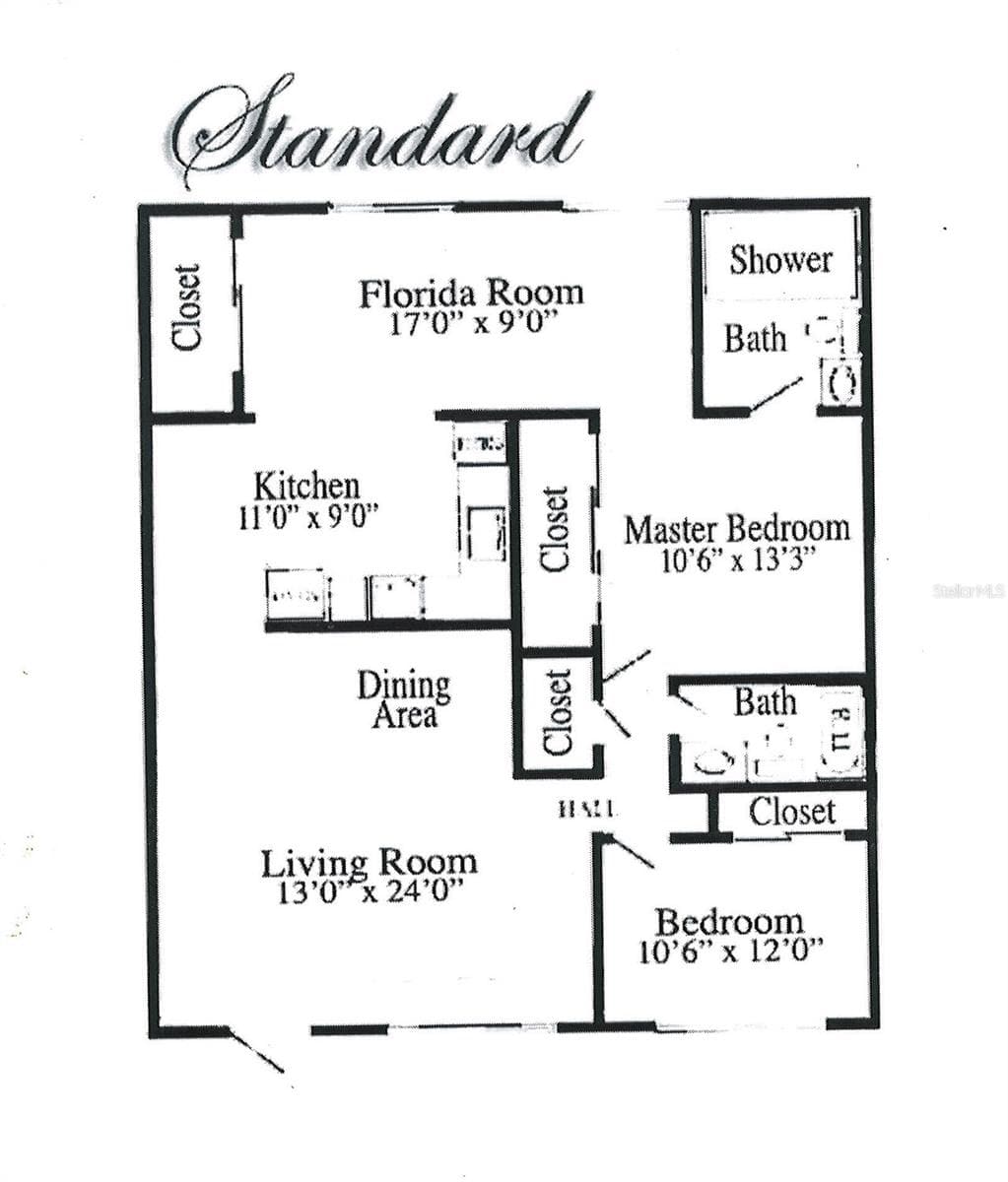 1100 sqft Standard Layout (image is mirrored) - 2457 ECUADORIAN WAY #85, CLEARWATER