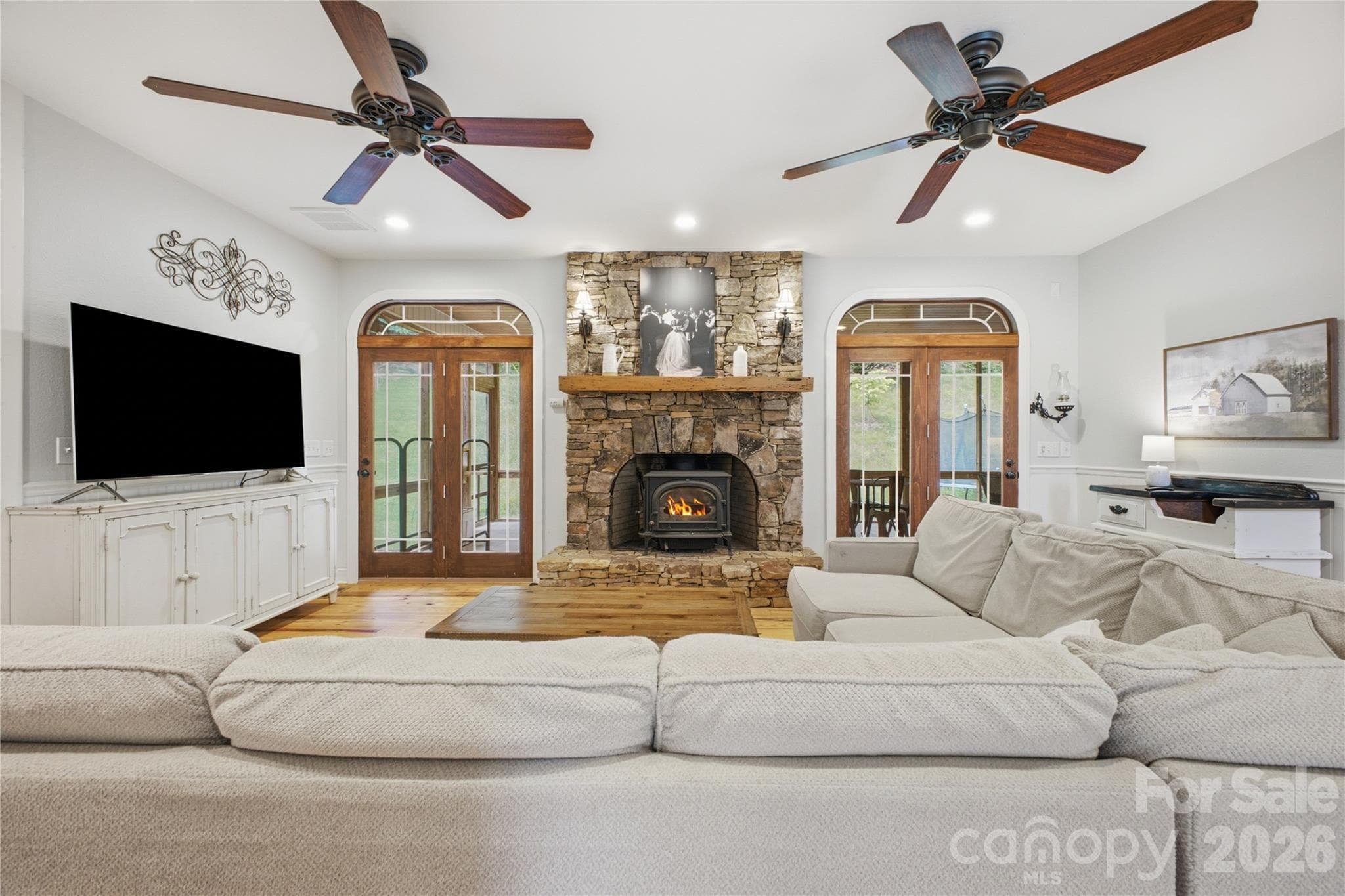 Family Room with stone Fireplace - Clyde