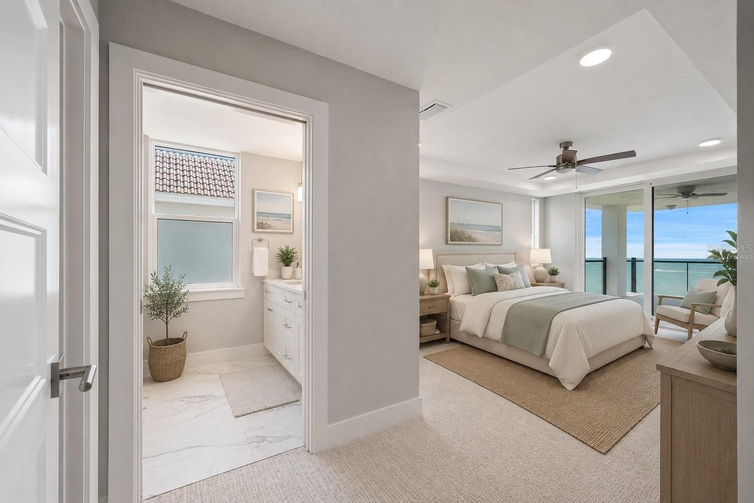 Primary Bedroom virtually staged - 14048 GULF BLVD #402, MADEIRA BEACH