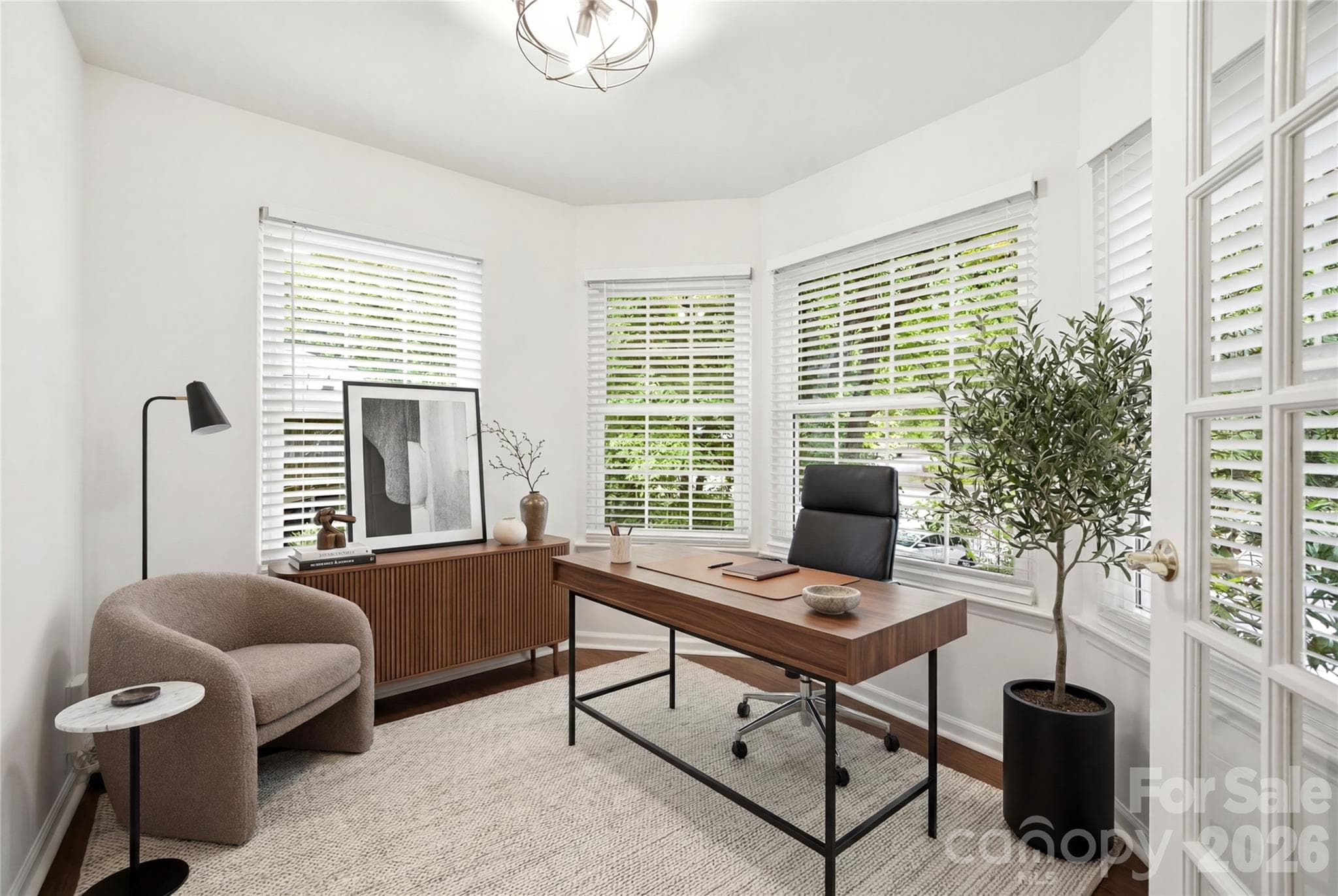 Office with French Doors off living Virtually Staged - Charlotte