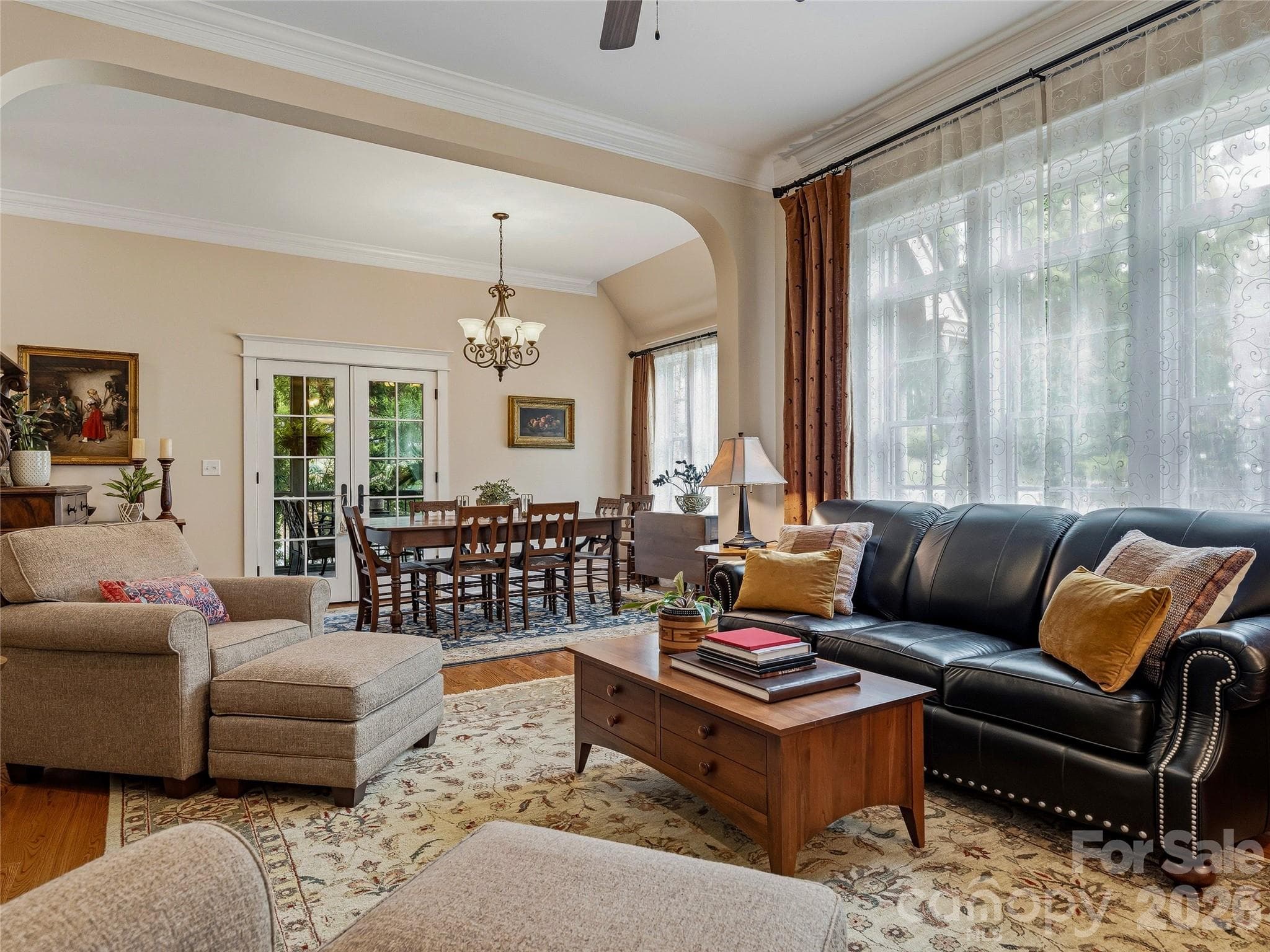 Living Room flows to Dining Room - Asheville