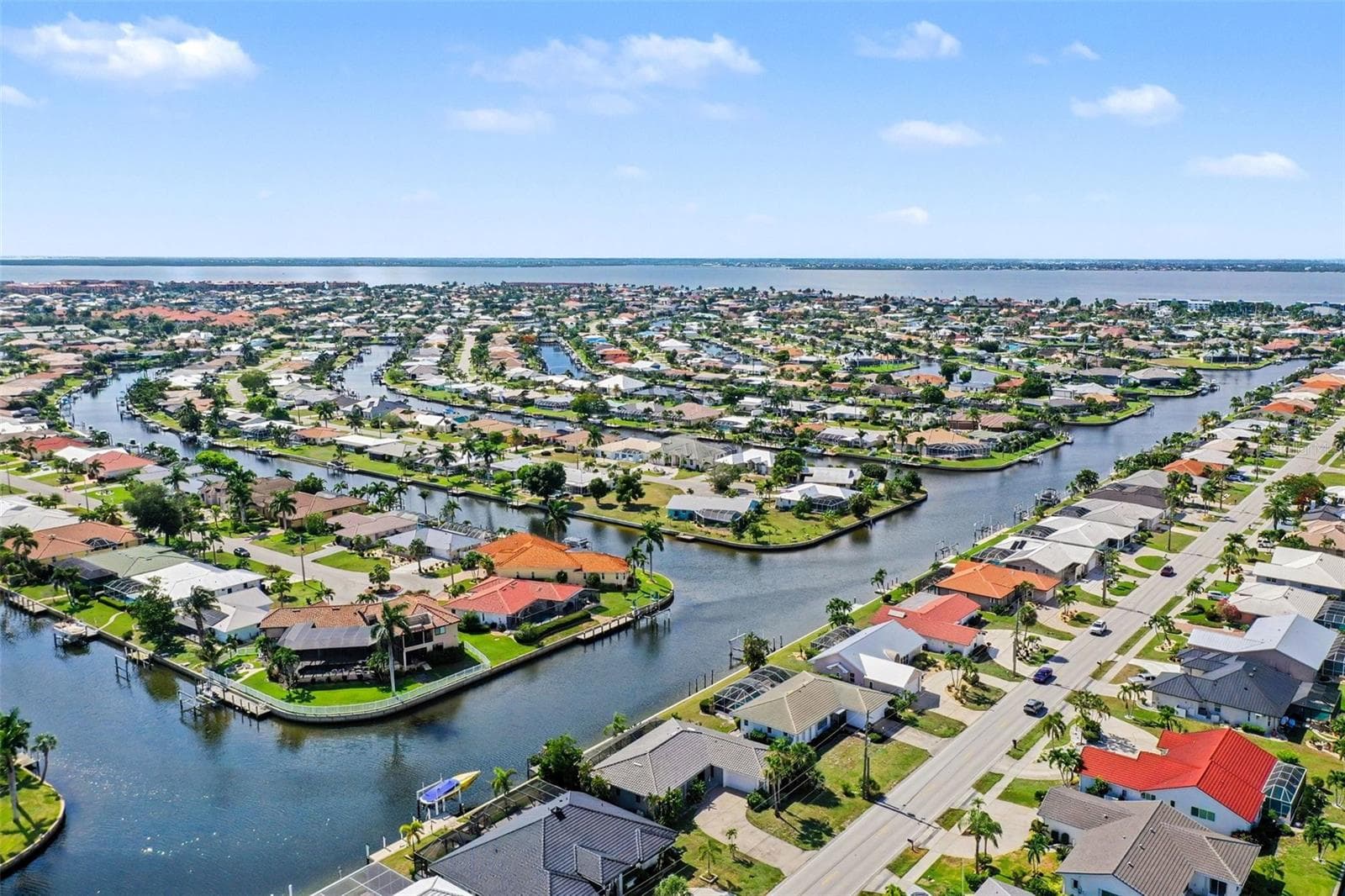 Aerial view of the canal system, easy to get out to the open water - 548 BELVEDERE CT, PUNTA GORDA