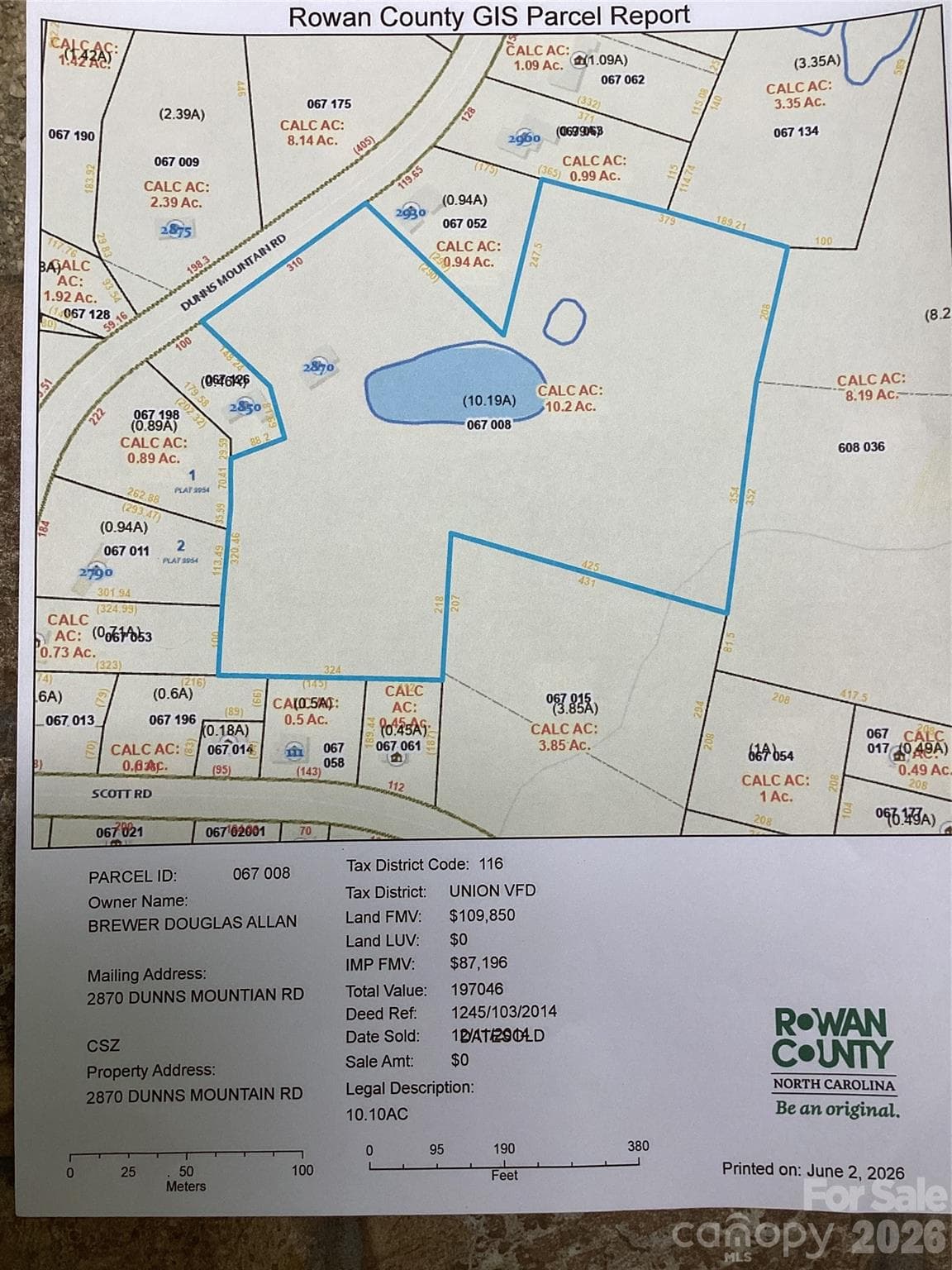Map of property - 2870 Dunns Mountain Road, Salisbury