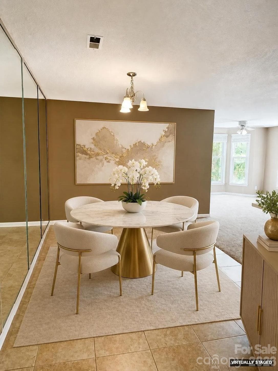 Virtually Staged - Spacious Dining area that flows into Great Room and Kitchen - 10244 Rose Meadow Lane, Charlotte