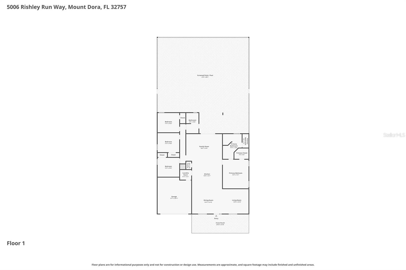 Floorplan - Approximate measurements ~ - 5006 RISHLEY RUN WAY, MOUNT DORA