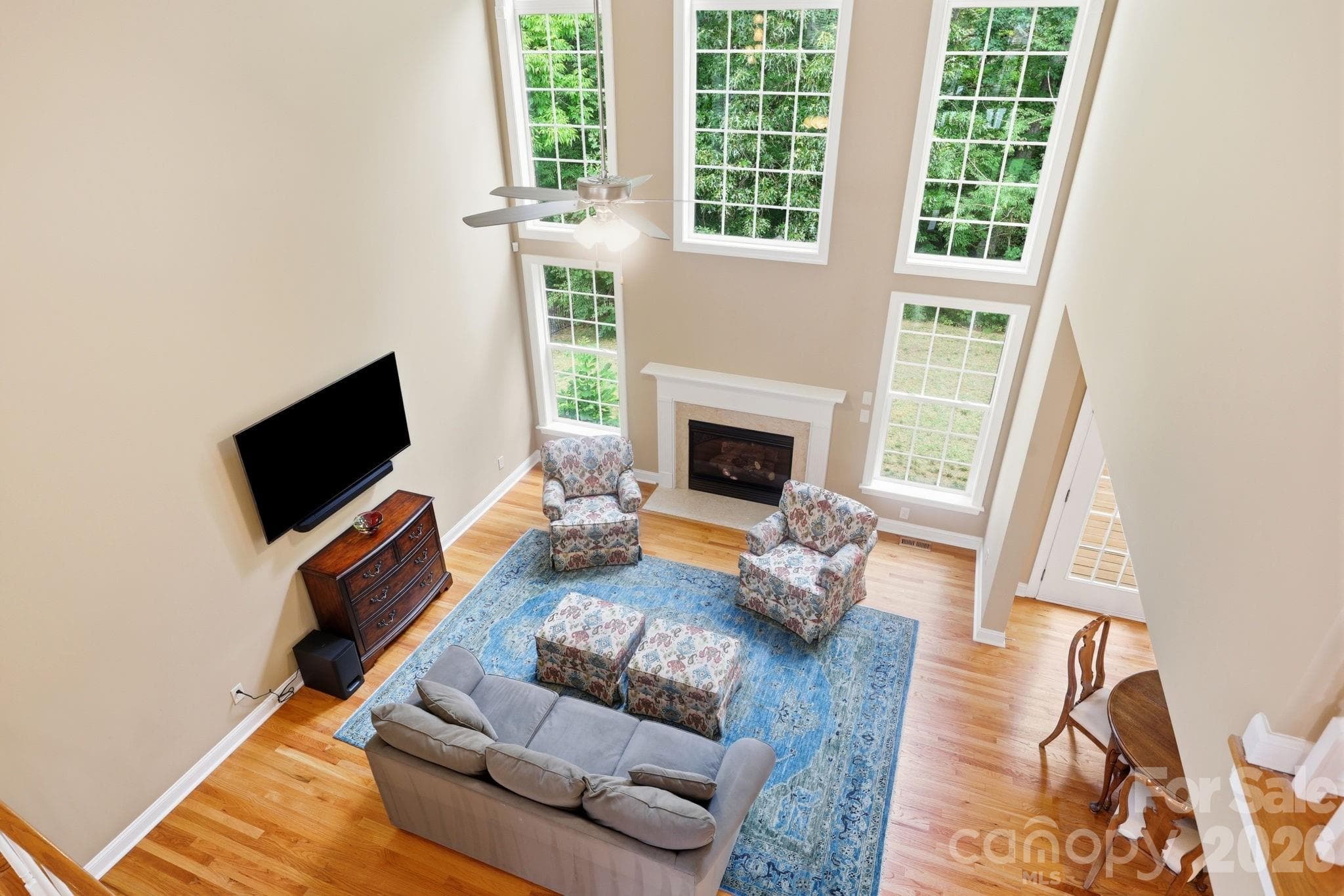 view of family room from 2nd floor - lots of natural light - Huntersville