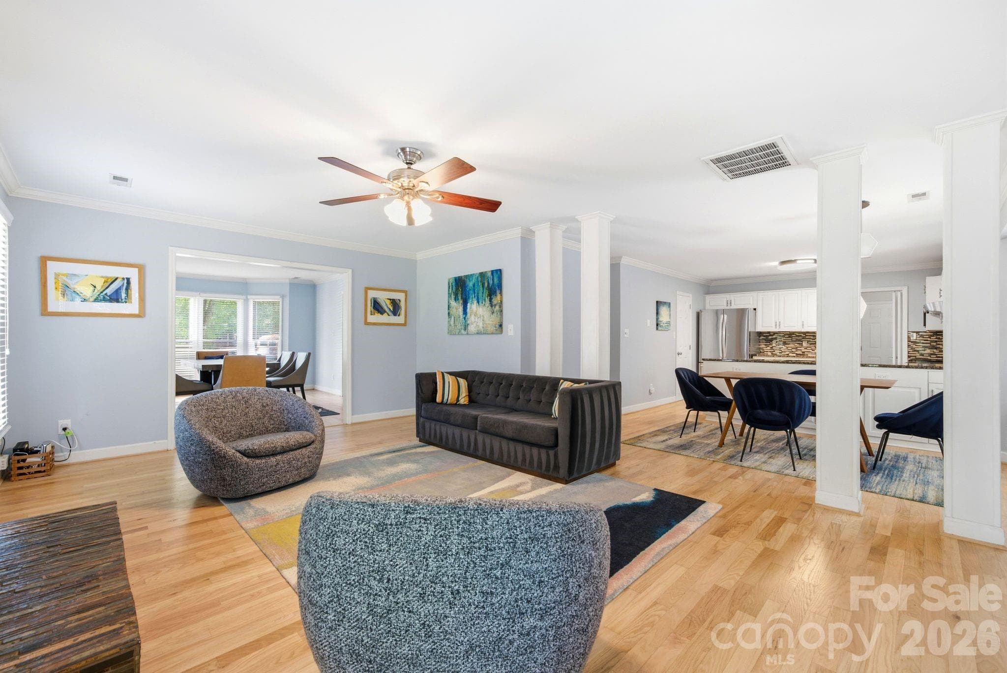 Living Room - Refinished Oak Hardwood Floors - 503 Wyre Forest Court, Charlotte