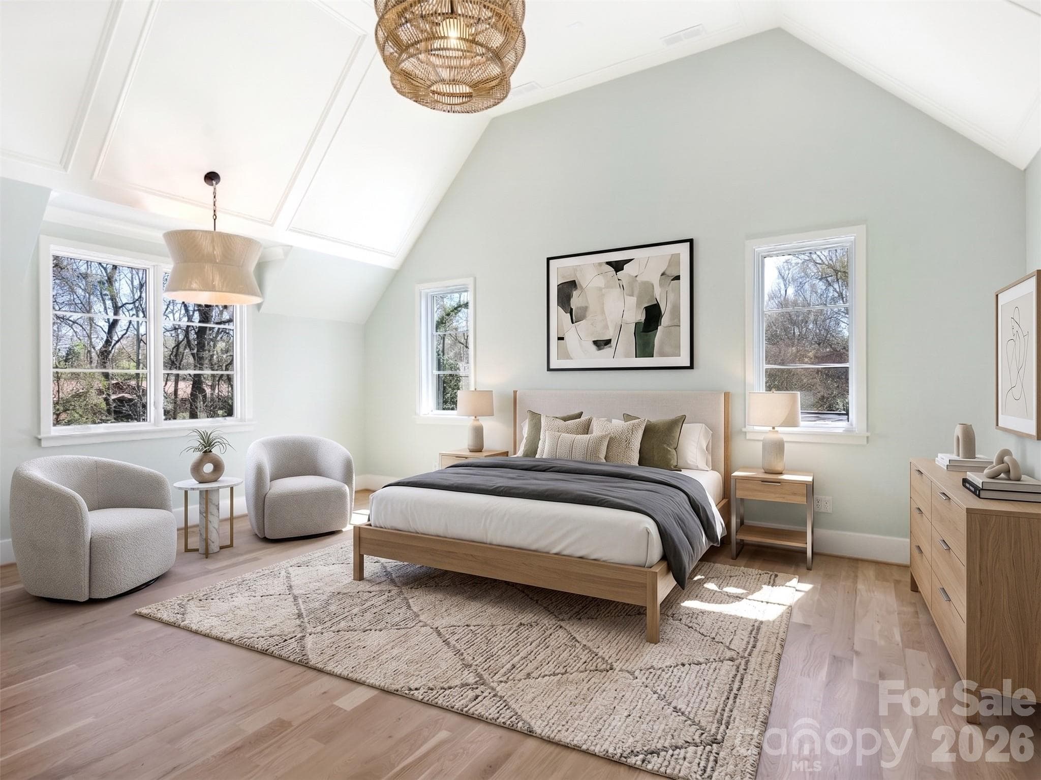 Virtually Staged Primary Bedroom - 6740 Newhall Road, Charlotte