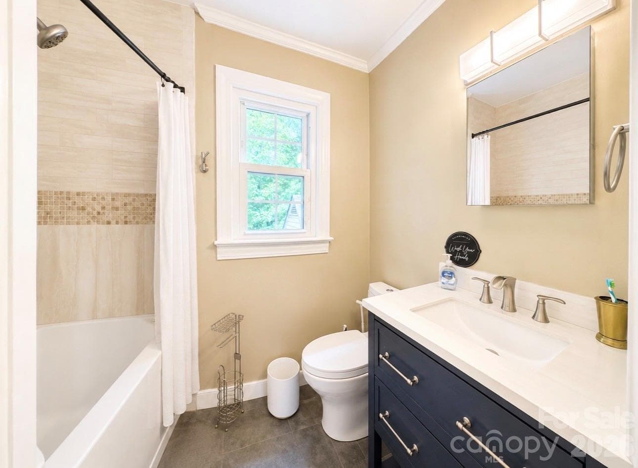 Upper bathroom with custom tile shower in bedroom number 2 - 469 Augusta Drive, Statesville
