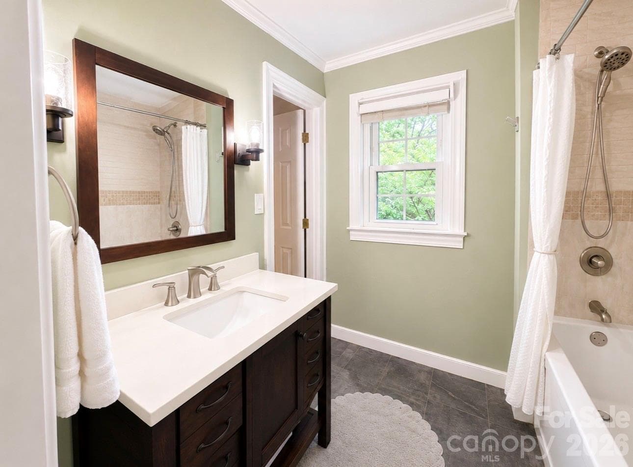 Primary bath with custom tile shower and floors - 469 Augusta Drive, Statesville