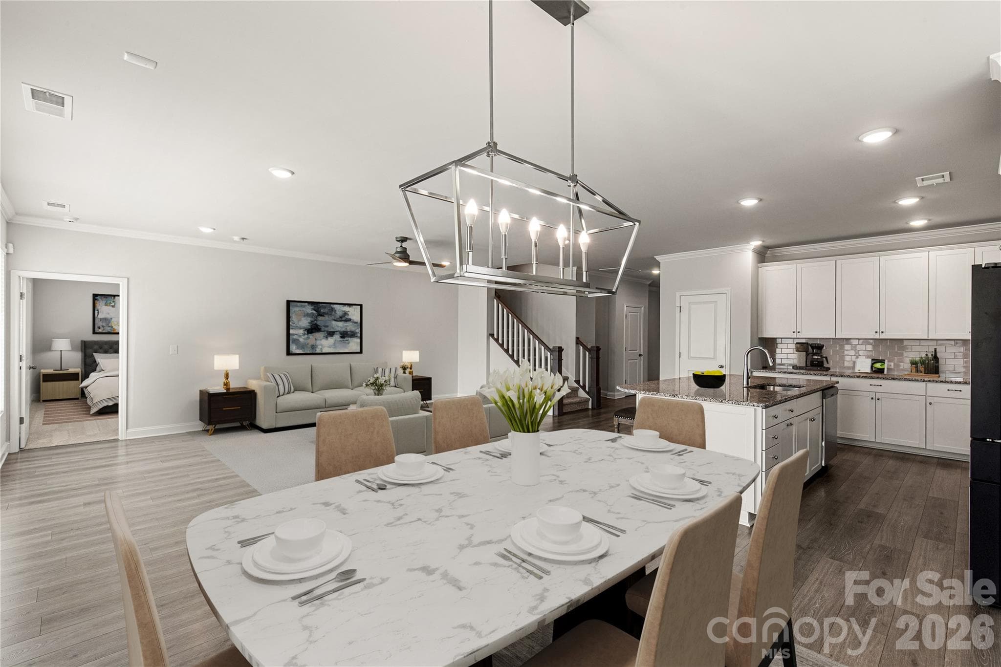Virtually staged dining area into living space - 1025 Ansley Park Drive, Indian Land