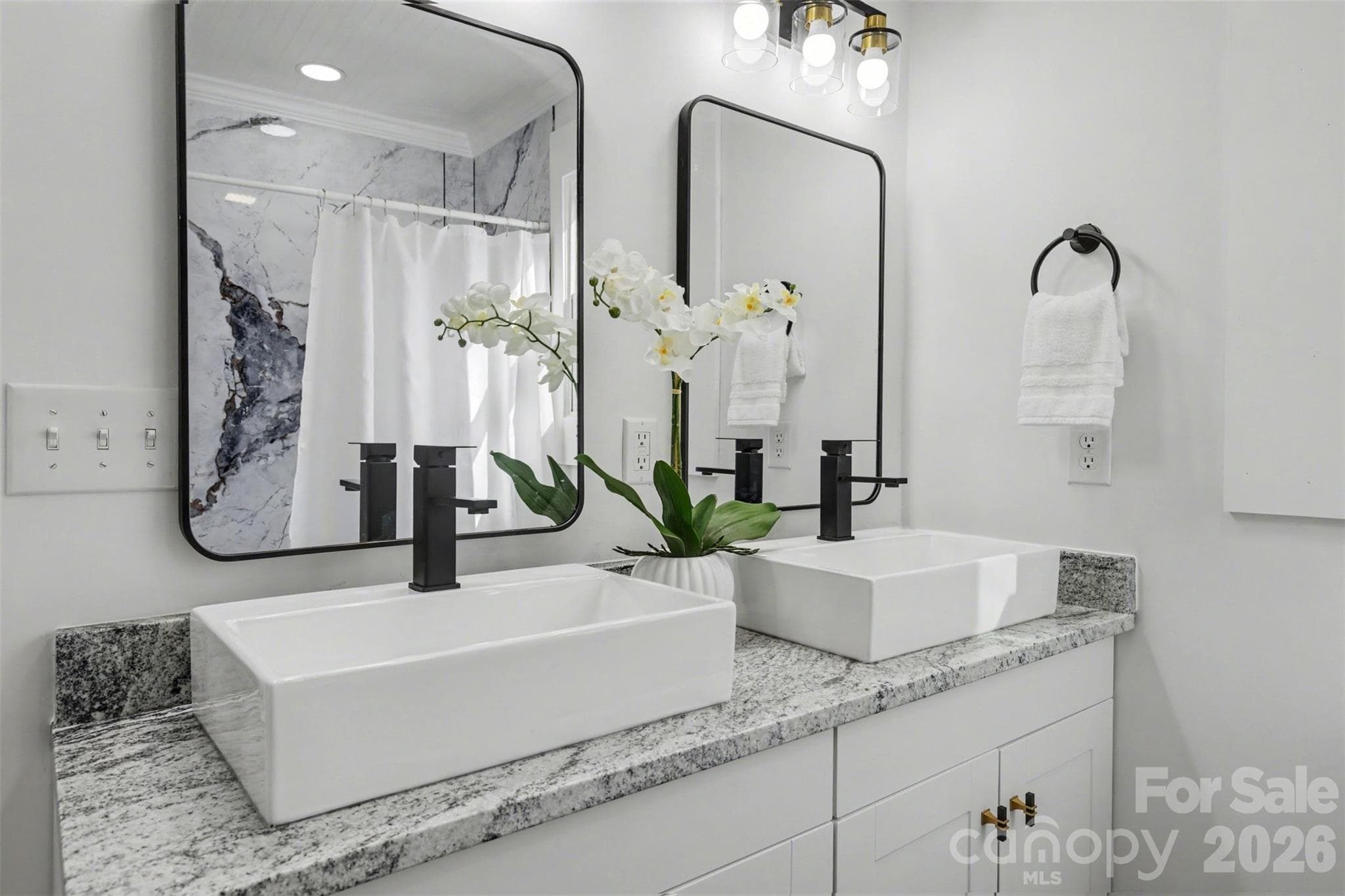 Beautiful new double vanities and mirrors, and quartzite countertops - 622 Neelys Creek Road, Rock Hill