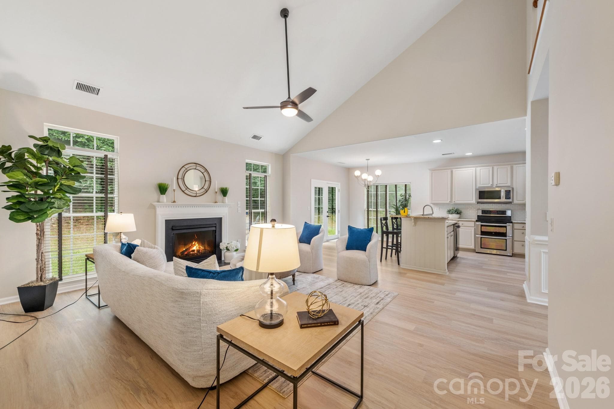 Family room with vaulted ceilig and open concept kitchen - Cornelius