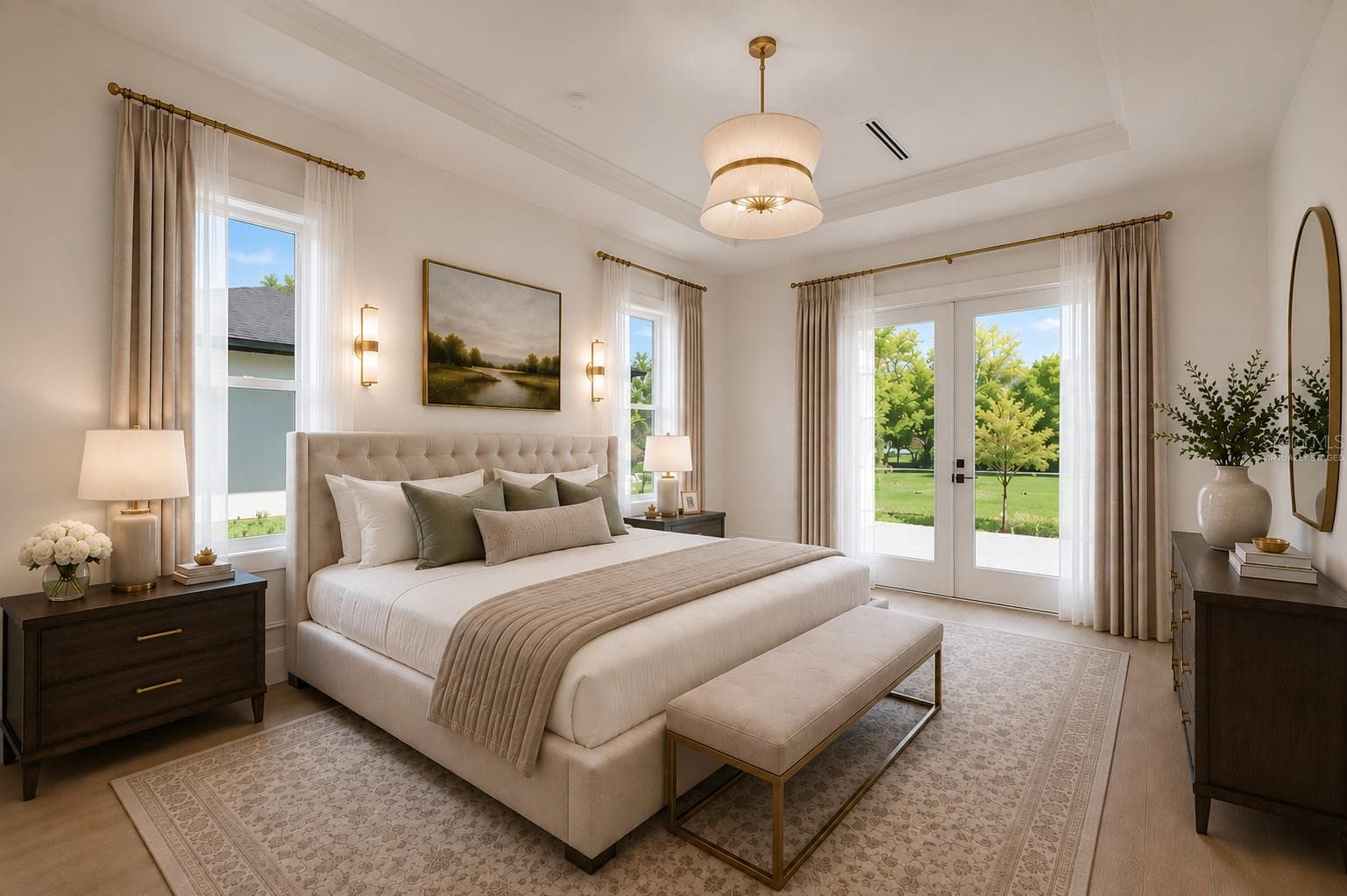 Virtually staged.The luxurious primary suite offers a spa-inspired retreat featuring a freestanding soaking tub, oversized walk-in shower with rain head and handheld shower, premium Italian tile, designer fixtures, and thoughtful custom details throughout. - 1336 HAYS RD, TARPON SPRINGS