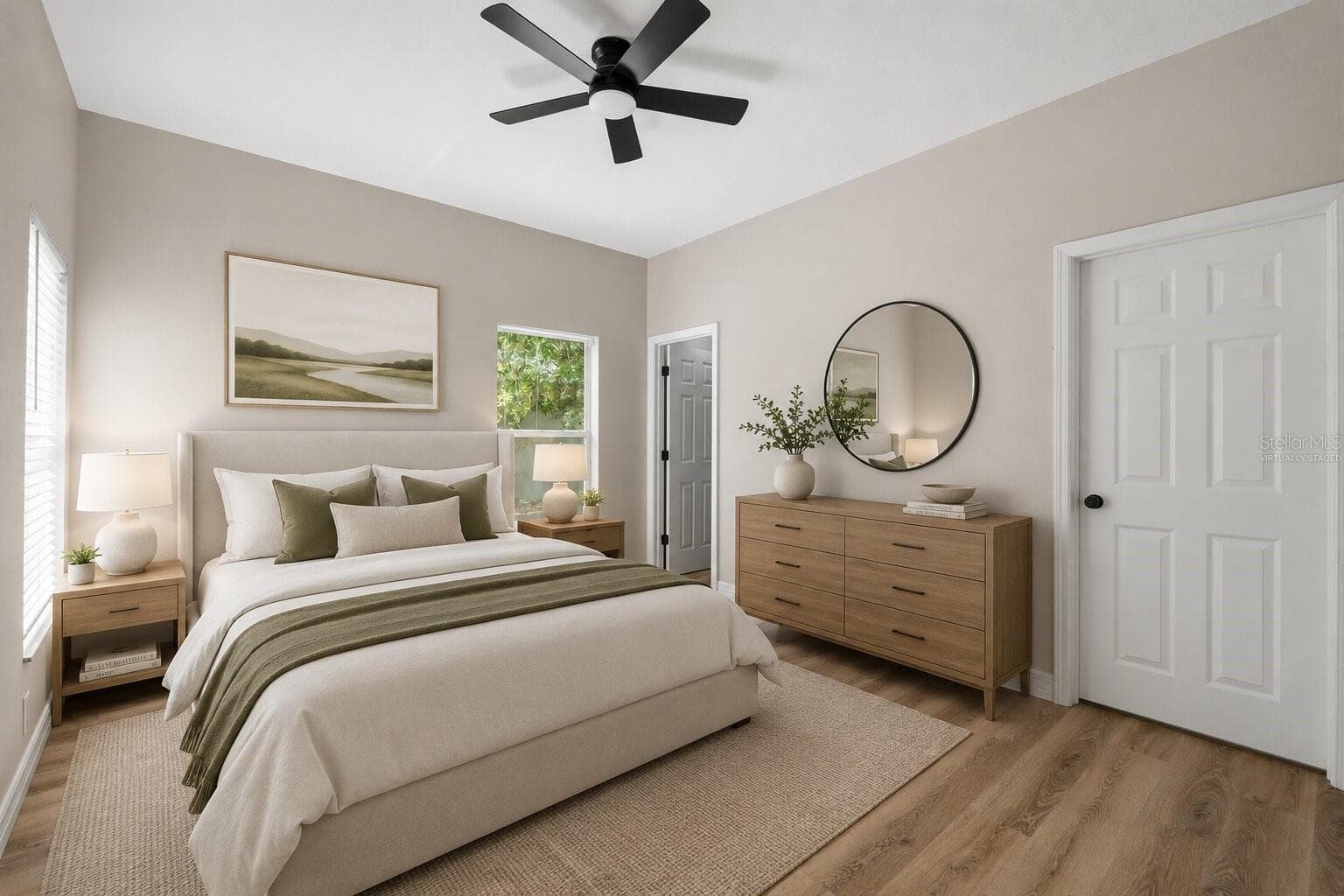 virtually staged primary bedroom - 319 E HANLON ST, TAMPA