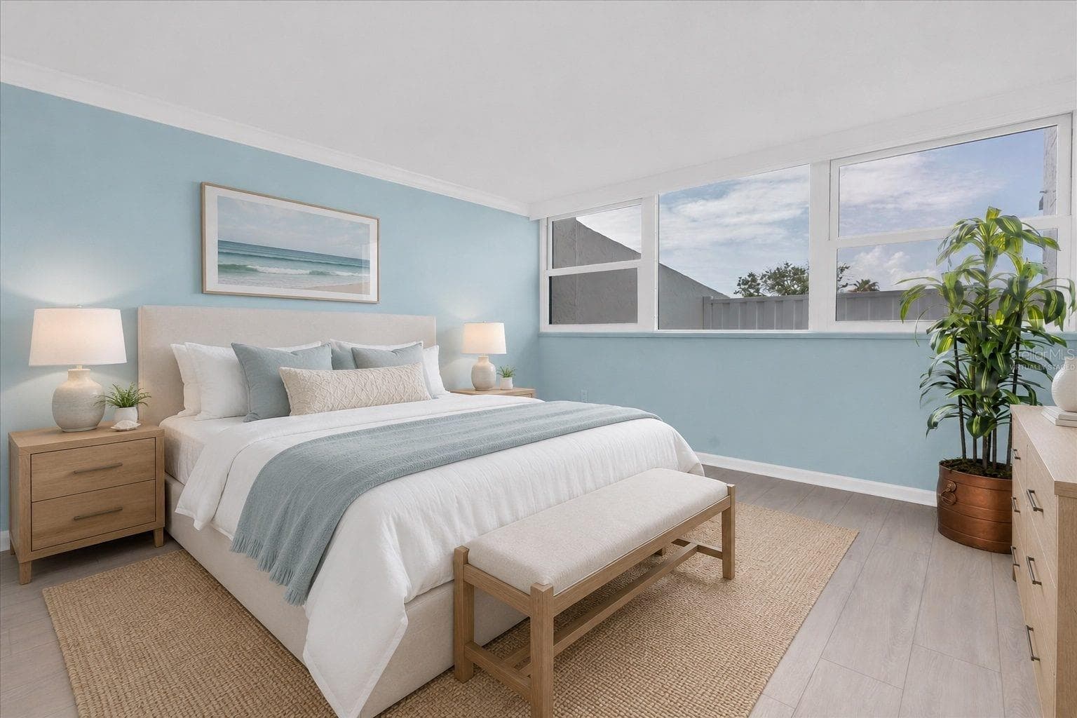 Master bedroom  virtually staged - 450 TREASURE ISLAND CSWY #102, TREASURE ISLAND