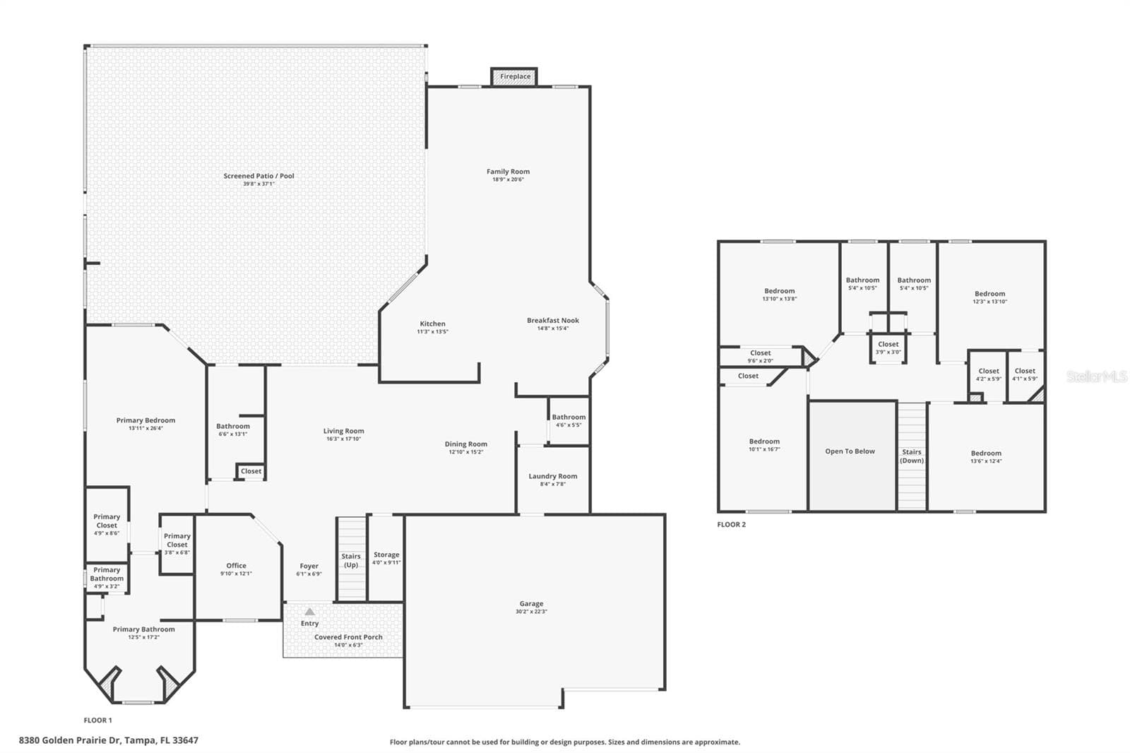 Floor plan with approximate measurements - 8380 GOLDEN PRAIRIE DR, TAMPA