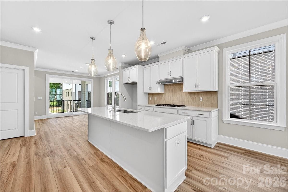 Gourmet kitchen with white cabinets - 12015 Elsa Lane, Charlotte