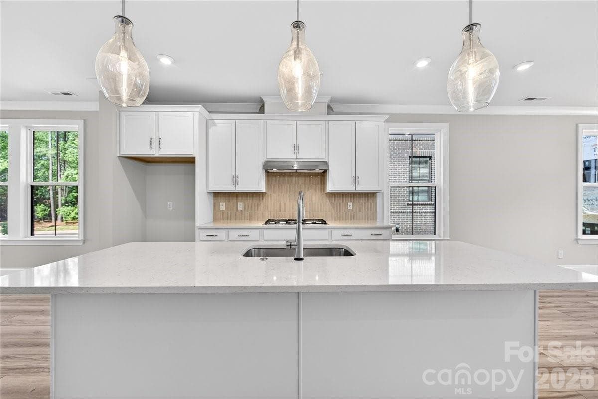 Large kitchen island with single bowl stainless steel sink - 12015 Elsa Lane, Charlotte