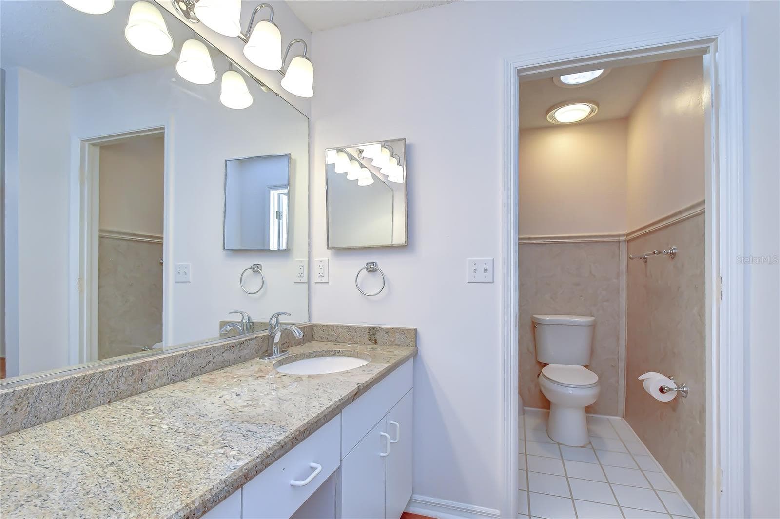 Updated en-suite bath with modern finishes. - 818 MCCALLISTER AVE, SUN CITY CENTER