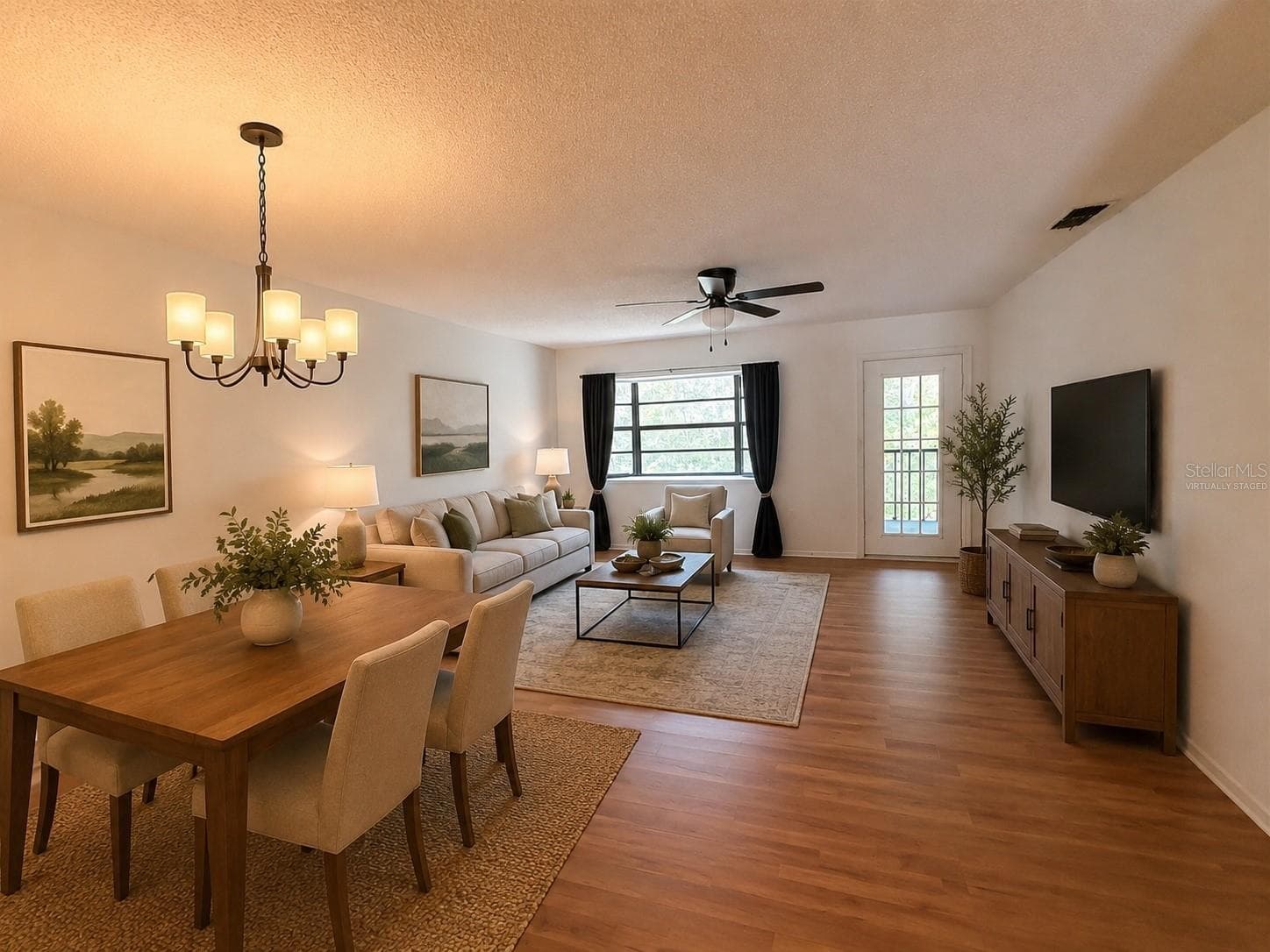 “virtually staged” Living room - 12155 ENVIRONMENTAL DR #6, NEW PORT RICHEY