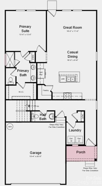 First Floor Plan - Additional Highlights Include: transom window at primary bath and extended laminate flooring to great room - Shelby