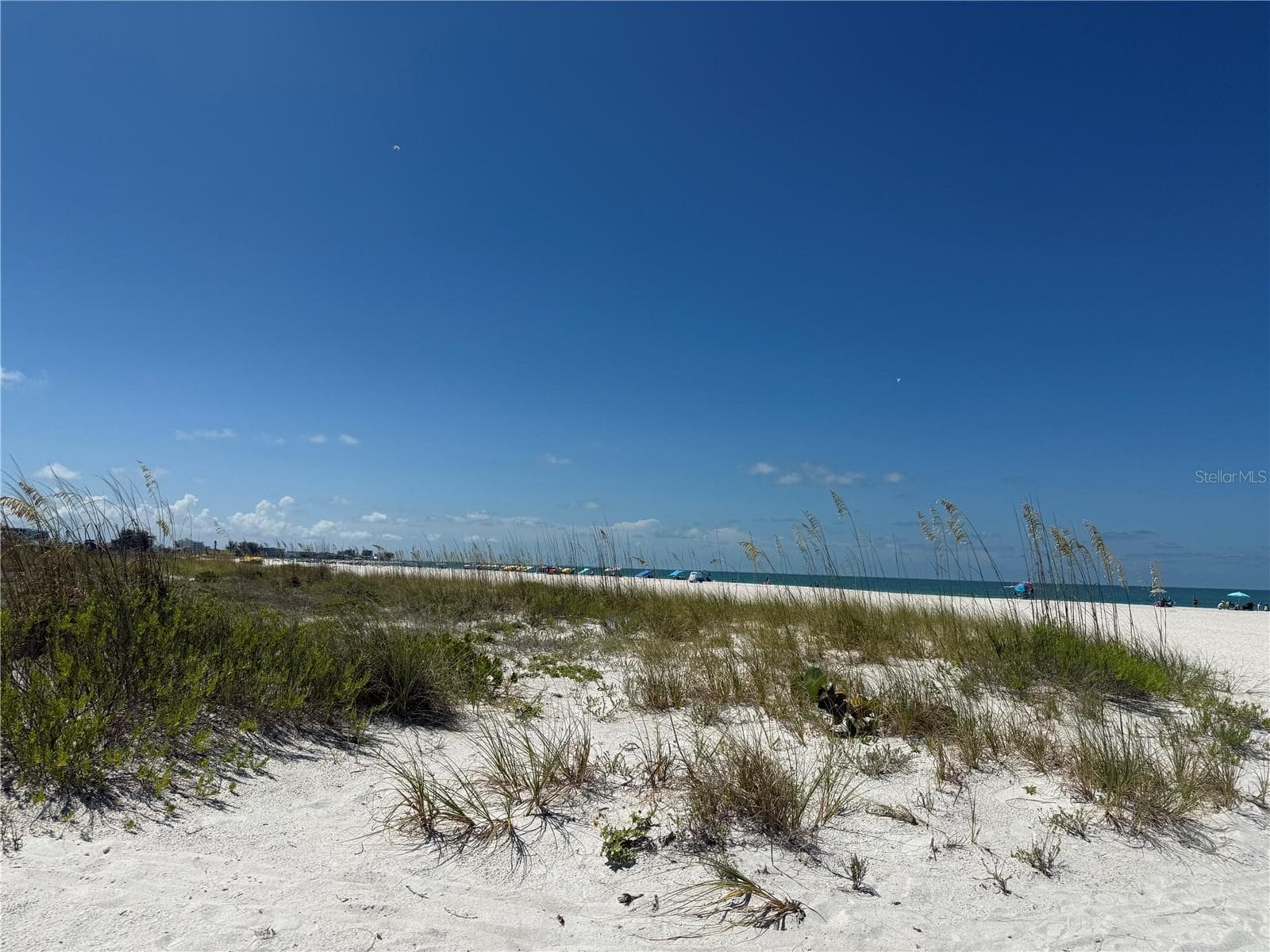 Looking over the dunes to the Gulf. See beach umbrellas in the distance. - 155 112TH AVE #A, TREASURE ISLAND