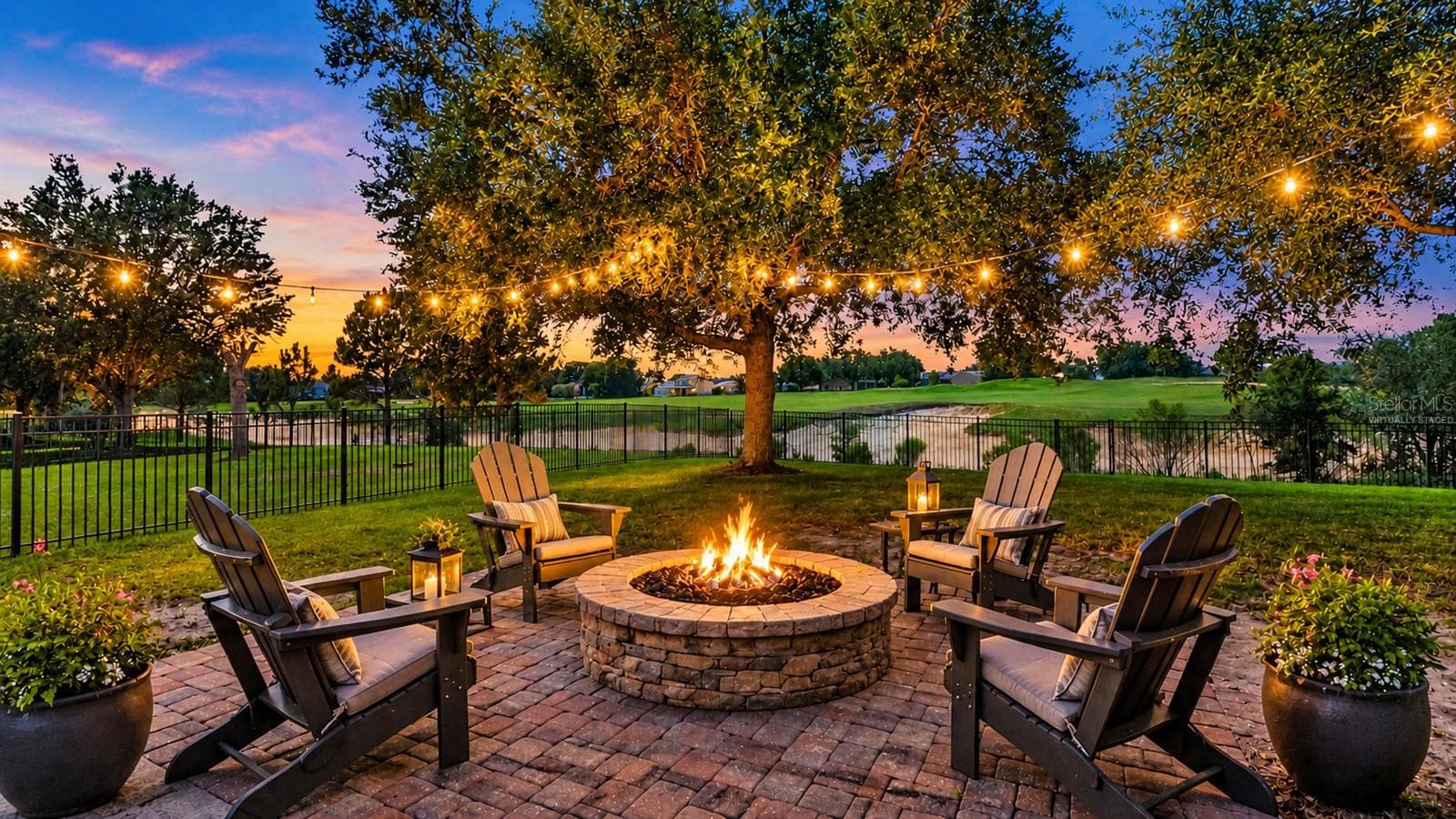 Virtually Staged Fire Pit at extended Paver Area - 34037 FORTUNADO ST, SORRENTO
