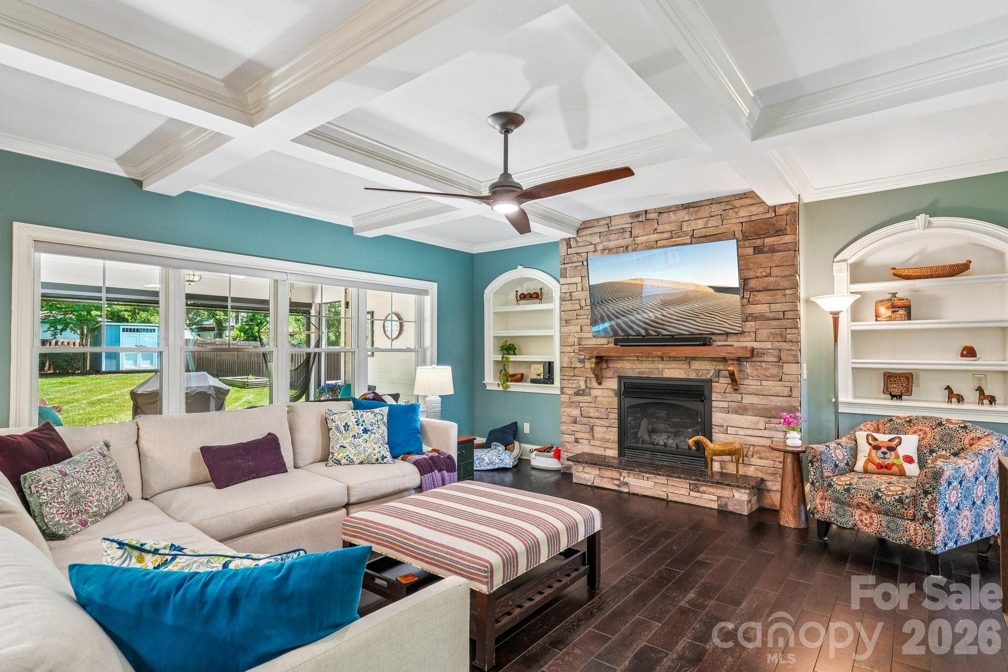 Motorized shades on the living room, kitchen, and primary bedroom - Charlotte