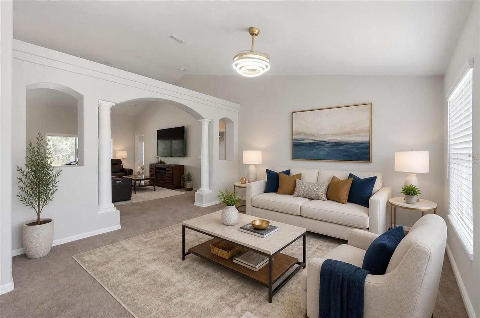 VIRTUALLY STAGEDLiving room - 12155 PEREGRINE FALCON AVE, WEEKI WACHEE