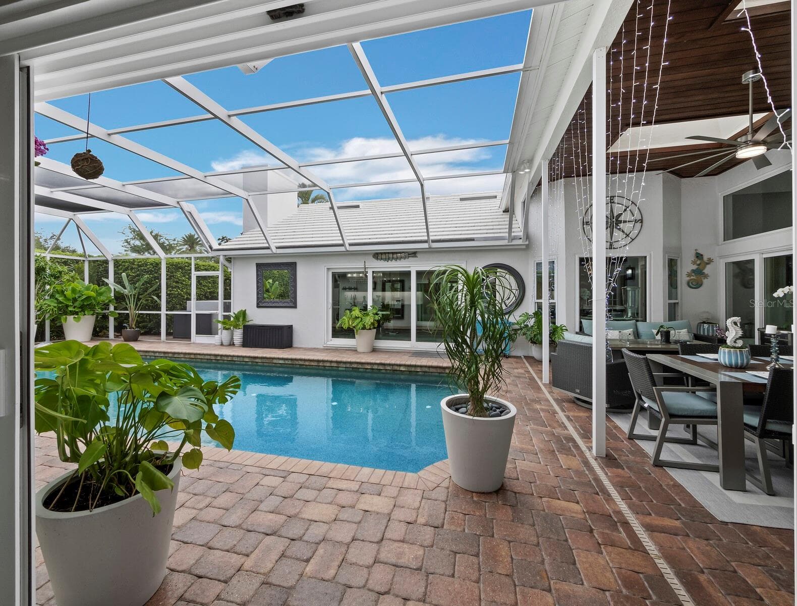 office -view to pool and kitchen/dining - 206 FOUR KNOT LN, OSPREY