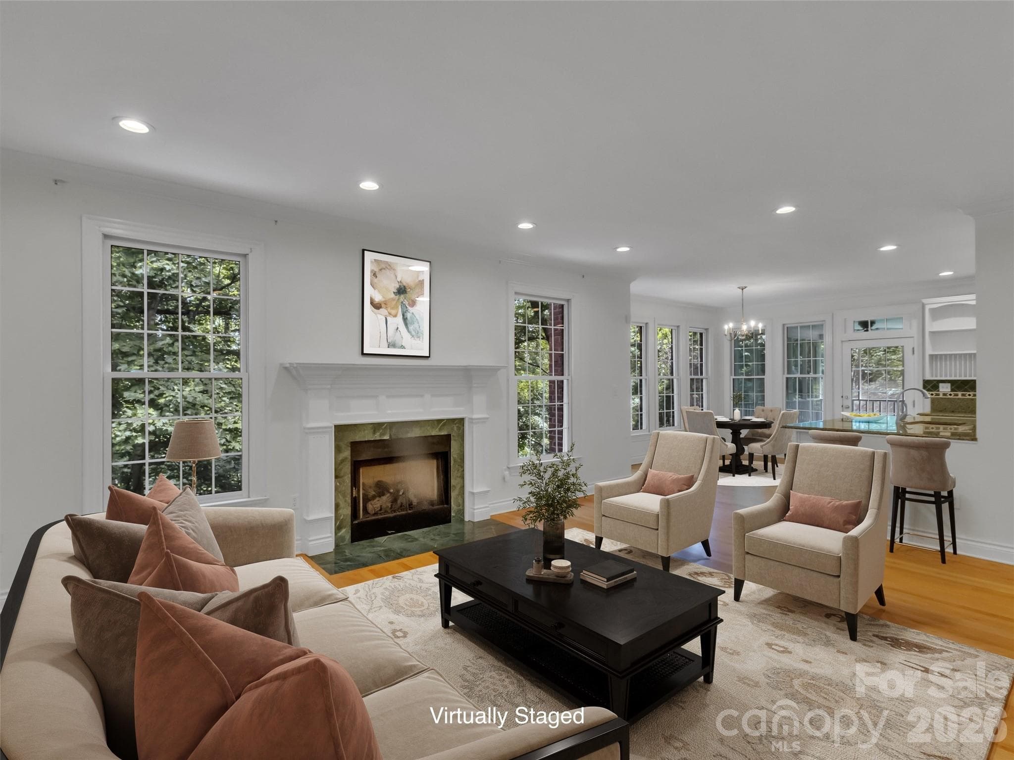 Virtually staged family room - 9 Hickory Ridge, Fletcher