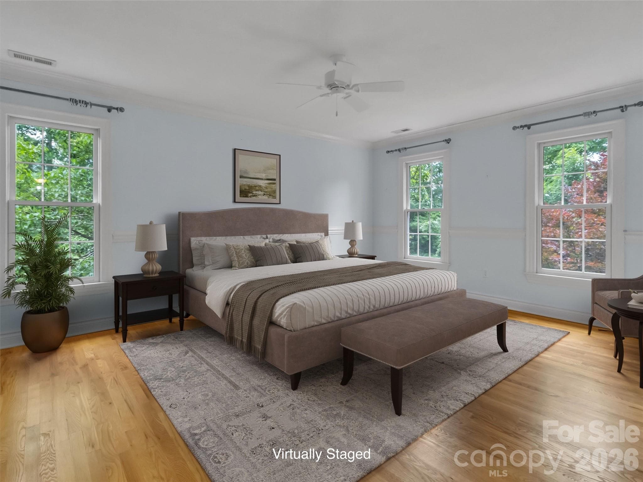 Virtually Staged primary bedroom - 9 Hickory Ridge, Fletcher