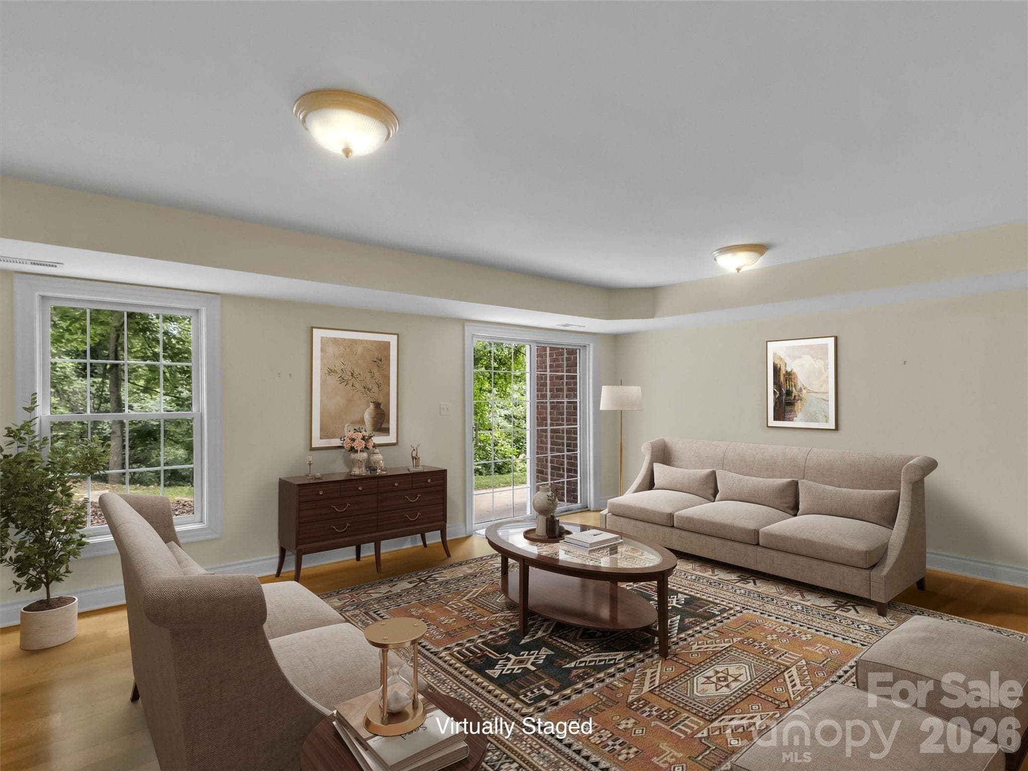 Virtually staged lower level gathering room - 9 Hickory Ridge, Fletcher