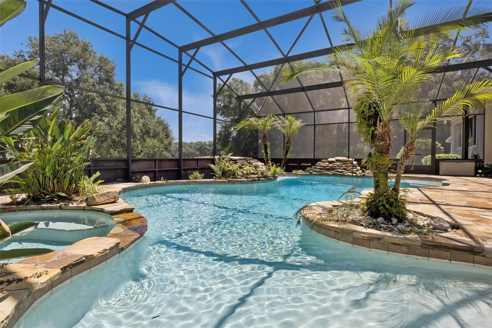 Resort-Style Saltwater Pool & Spa with Beach Entry and Waterfalls - 605 OLD MOUNT DORA RD, EUSTIS