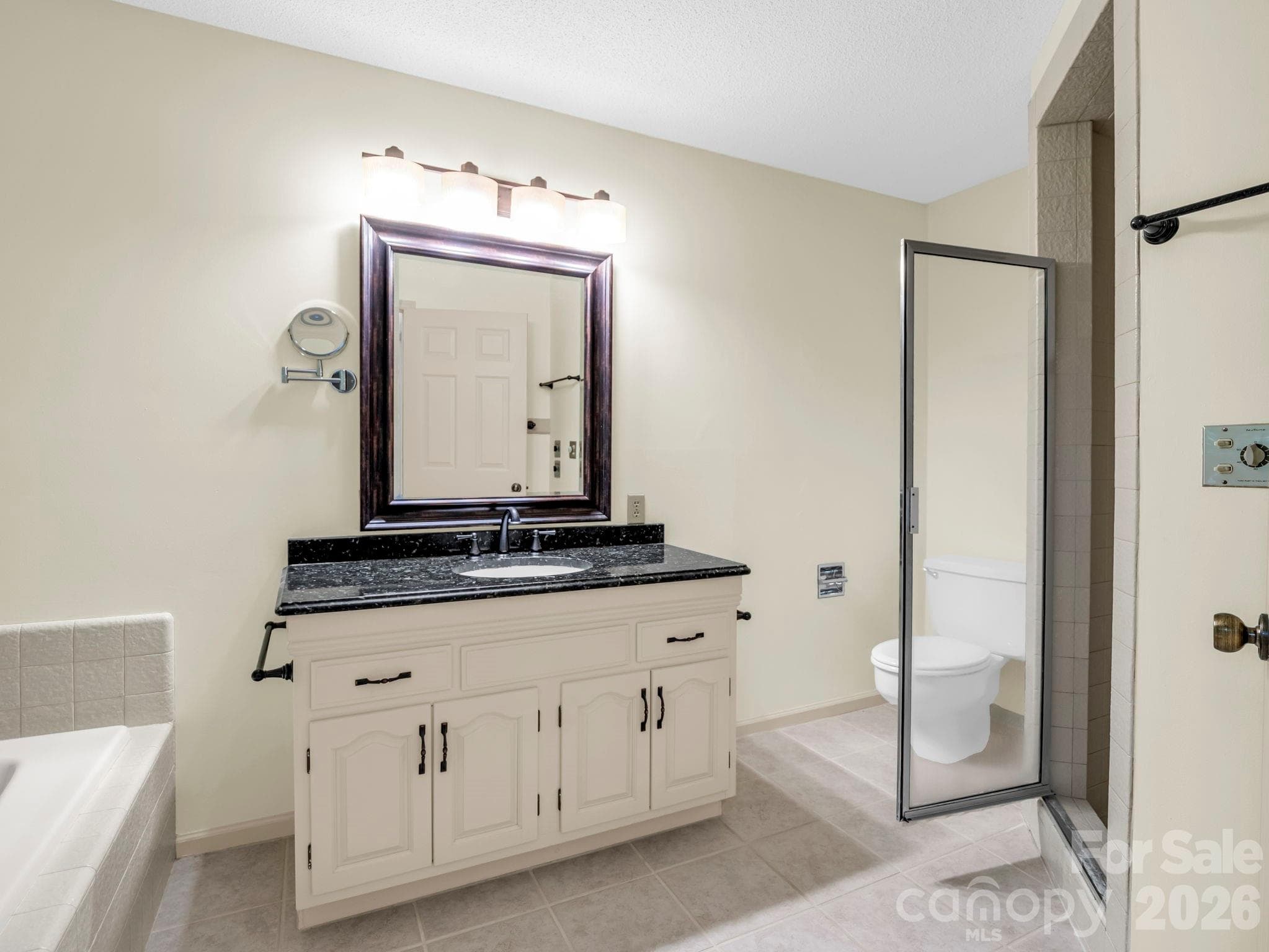 Primary ensuite bath with walk-in shower & garden tub - 115 Woodhaven Drive, Hendersonville