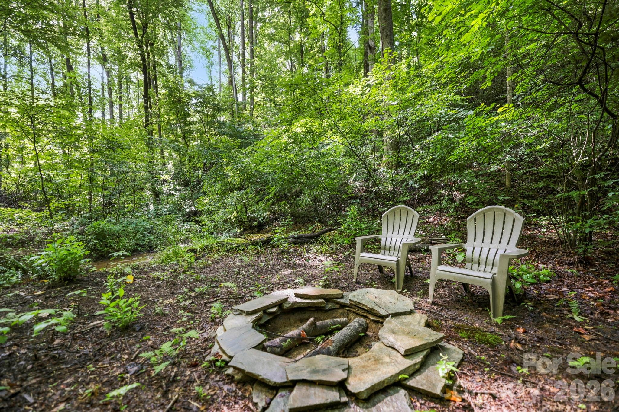 Fire Pit beside creek - 316 Big Raven Lane, Saluda