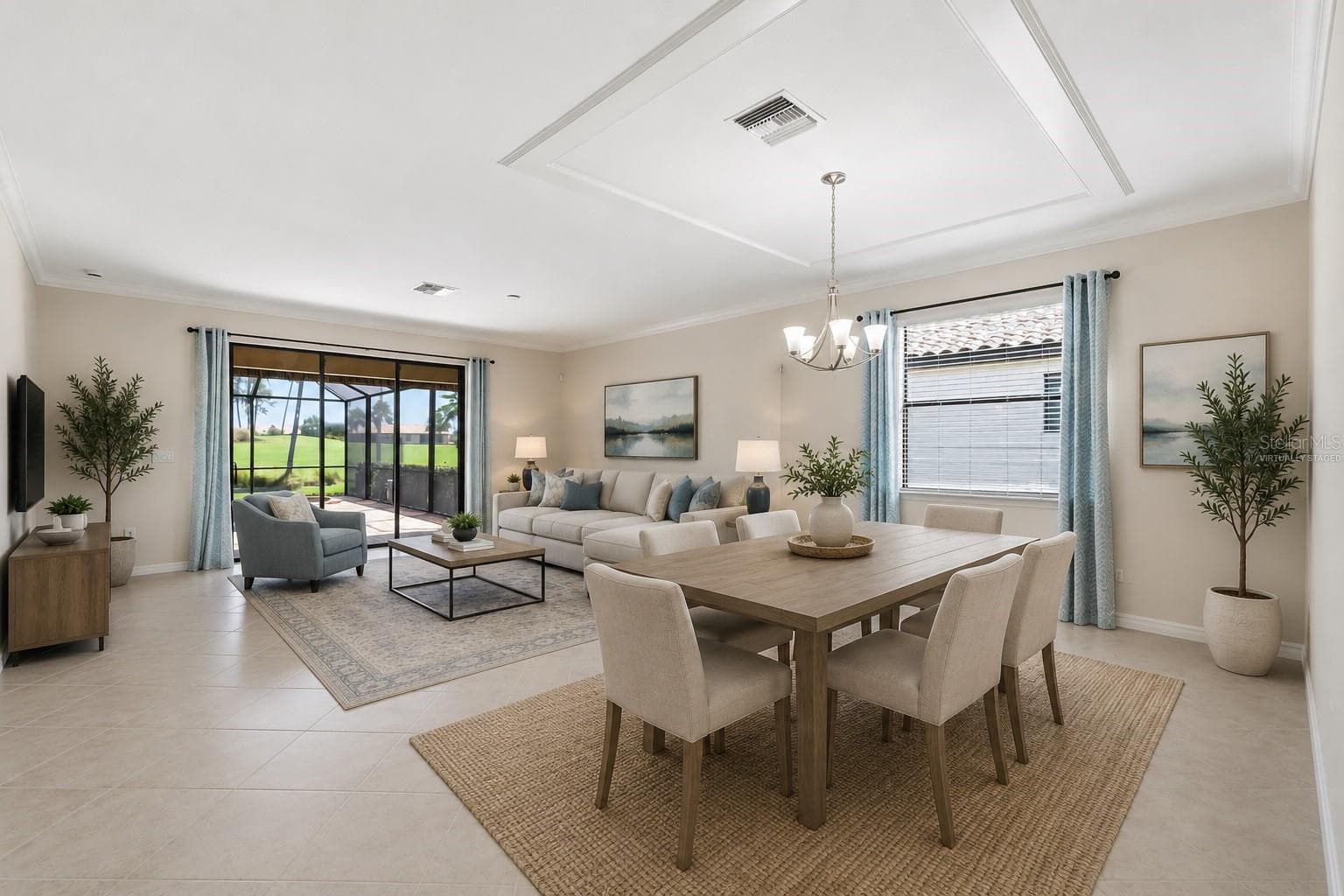 Virtually Staged Living Dining Combo - 6907 QUIET CREEK DR, BRADENTON