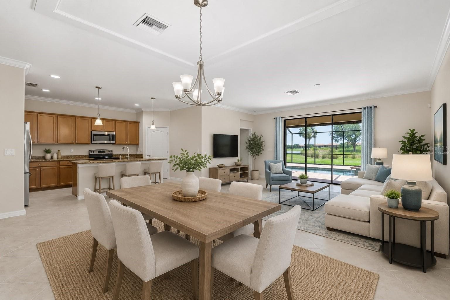 Virtually Staged Living Dining Combo - 6907 QUIET CREEK DR, BRADENTON