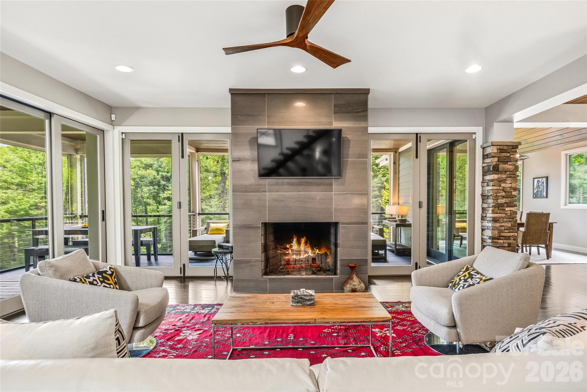 Wood burning fireplace which is so cozy - 233 Tanglewood Lane, Saluda