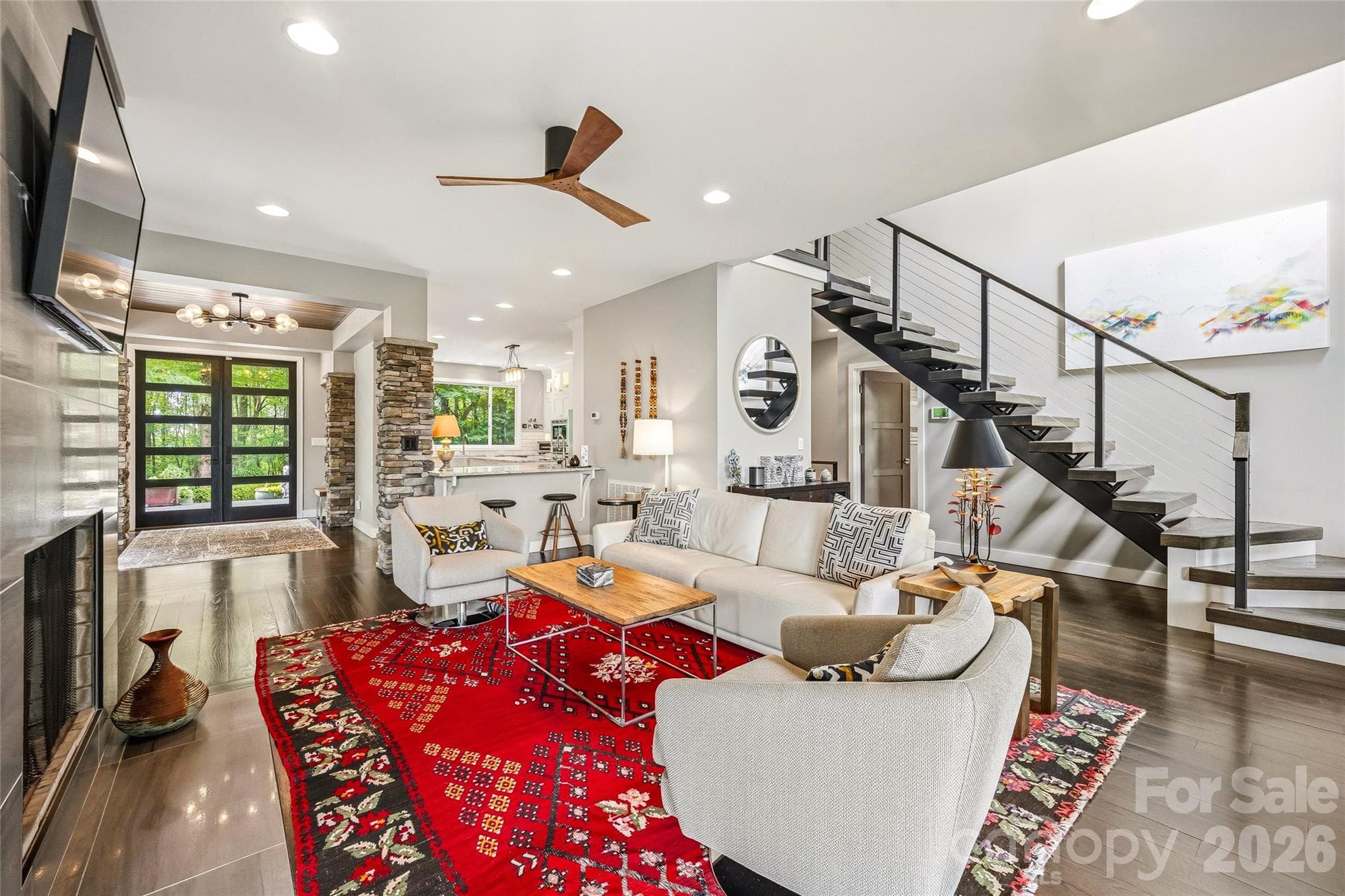 Floating staircase - 233 Tanglewood Lane, Saluda