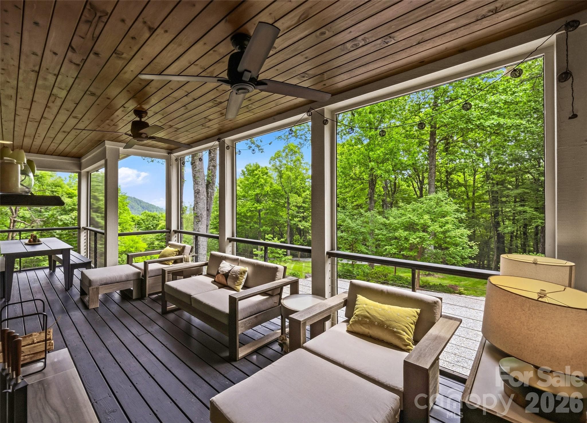 Screen Porch with sliding glass doors into living room. - 233 Tanglewood Lane, Saluda