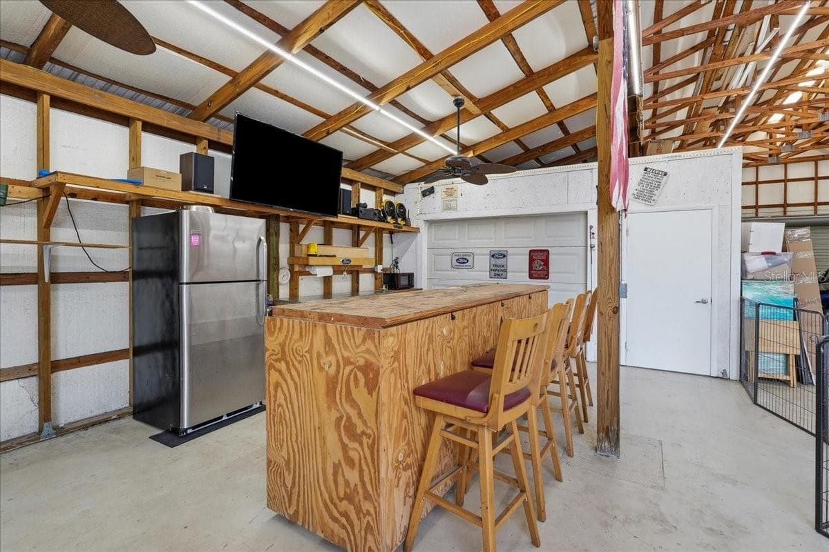 Bar area has fridge, sink, ceiling fans. - 7014 JONES RD, ODESSA