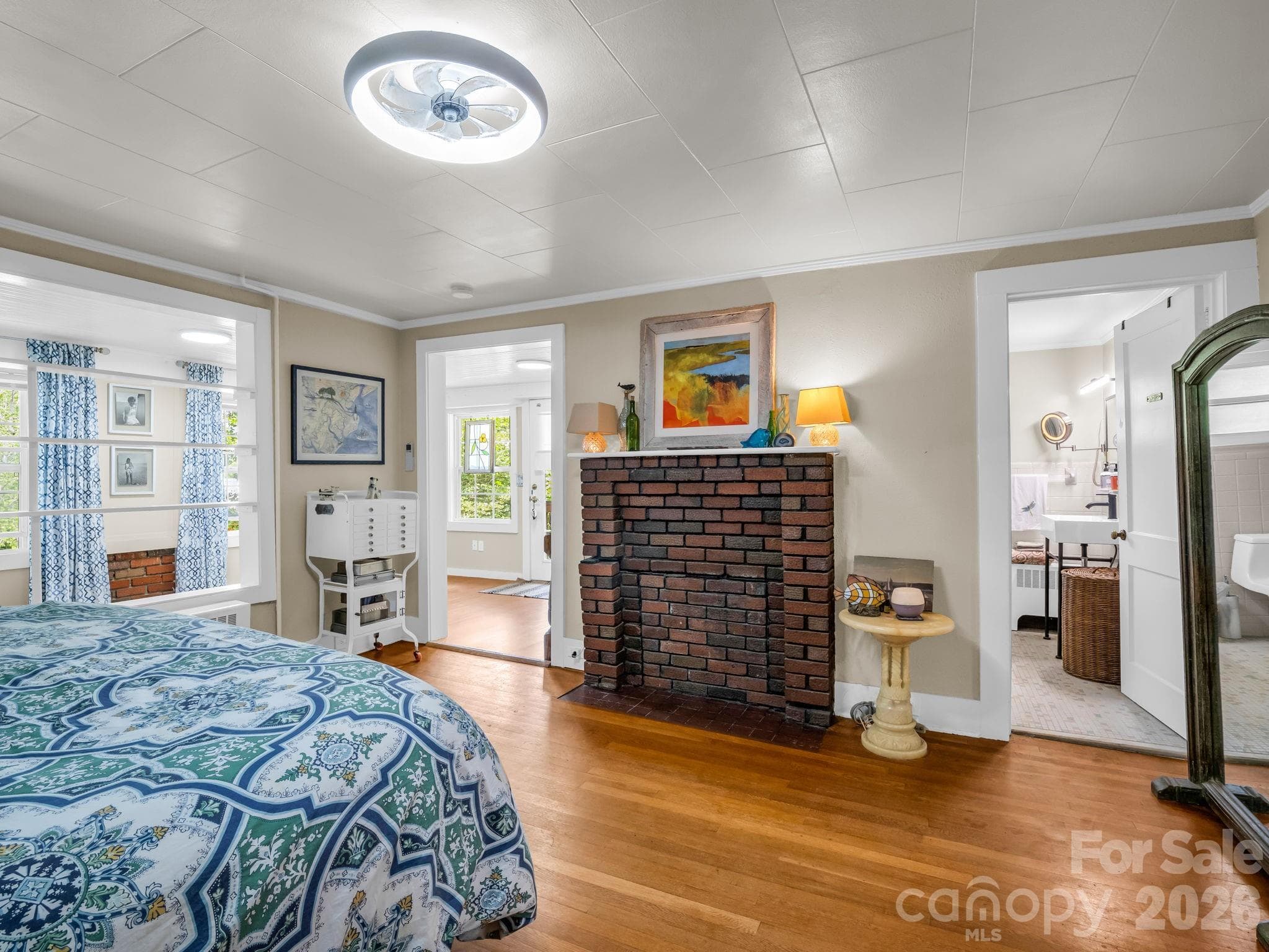 Primary Bedroom with Historic Character - 23 Sunset Drive, Black Mountain